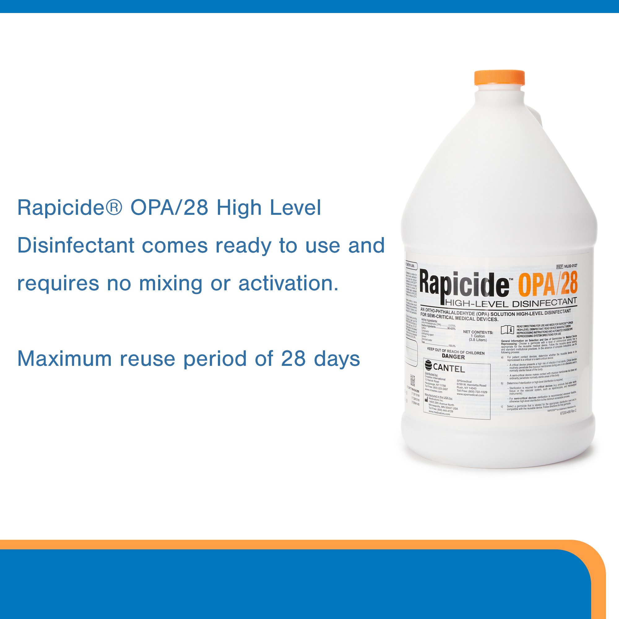 SPS Medical Supply ML02-0127 - Rapicide® OPA/28 High Level Disinfectant - 1/Each, 4/Case