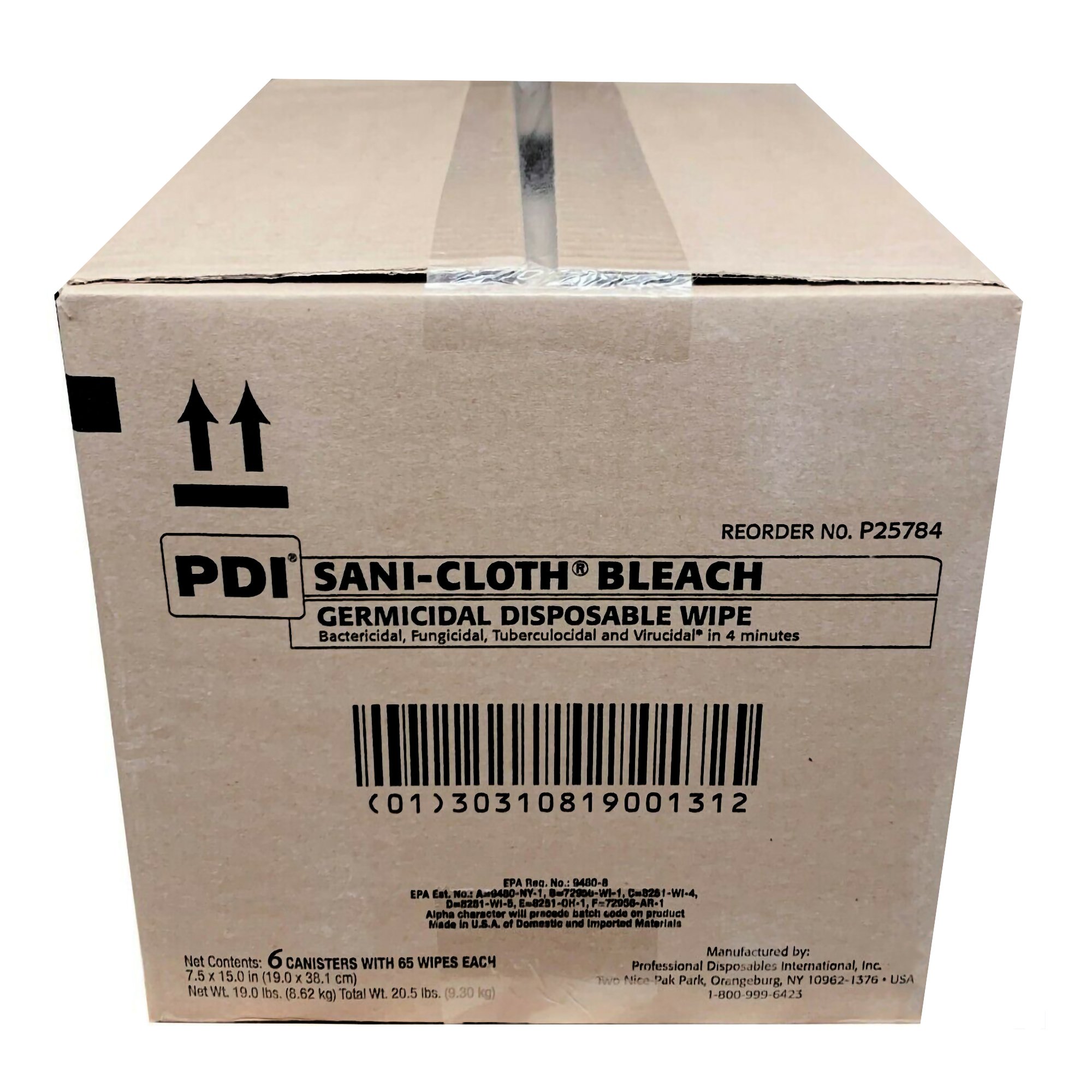 Professional Disposables P25784 - Sani-Cloth® Surface Disinfectant Cleaner, 65 Wipes per Canister - 1/Canister, 6/Case