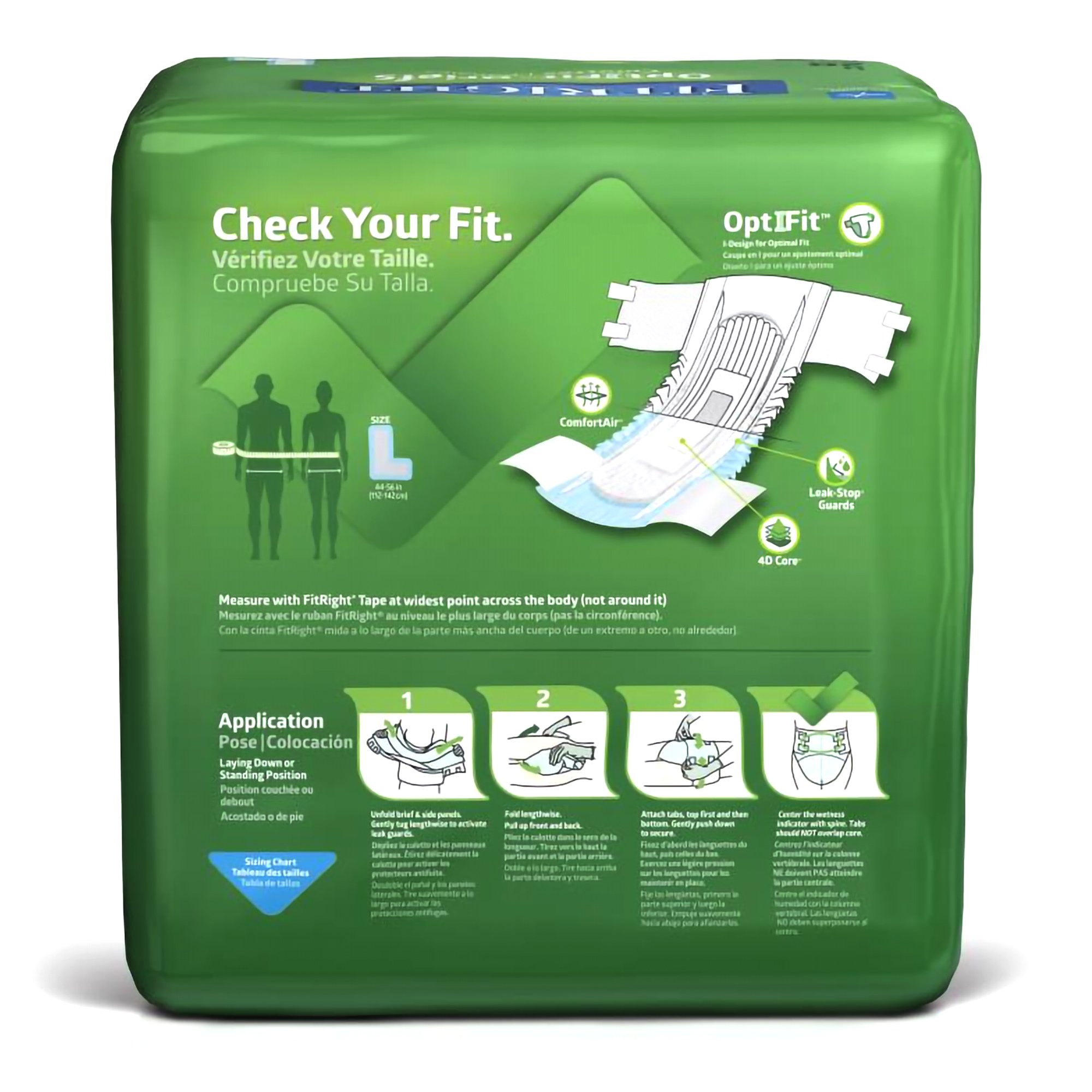 Medline FITPLUSLG - FitRight™ Plus Anti-Leak Guard Briefs, Large - 20/Bag, 80/Case
