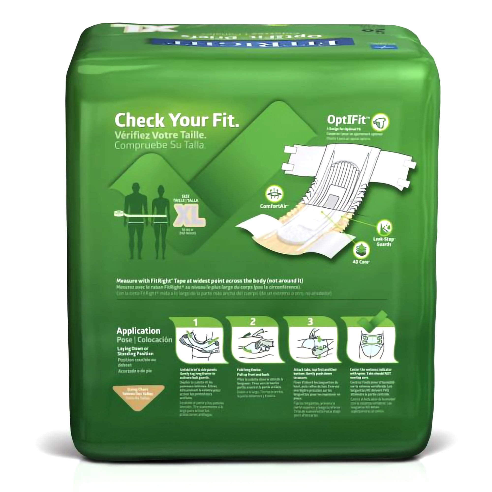 Medline FITPLUSXLG - FitRight™ Plus Anti-Leak Guard Briefs, Extra Large - 20/Bag, 80/Case