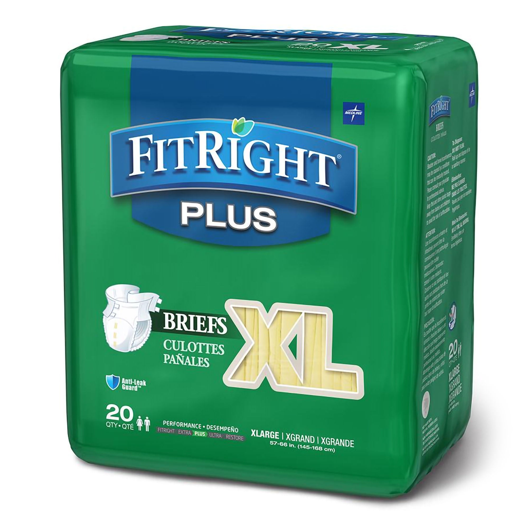 Medline - FITPLUSXLG FitRight™ Plus Anti-Leak Guard Briefs