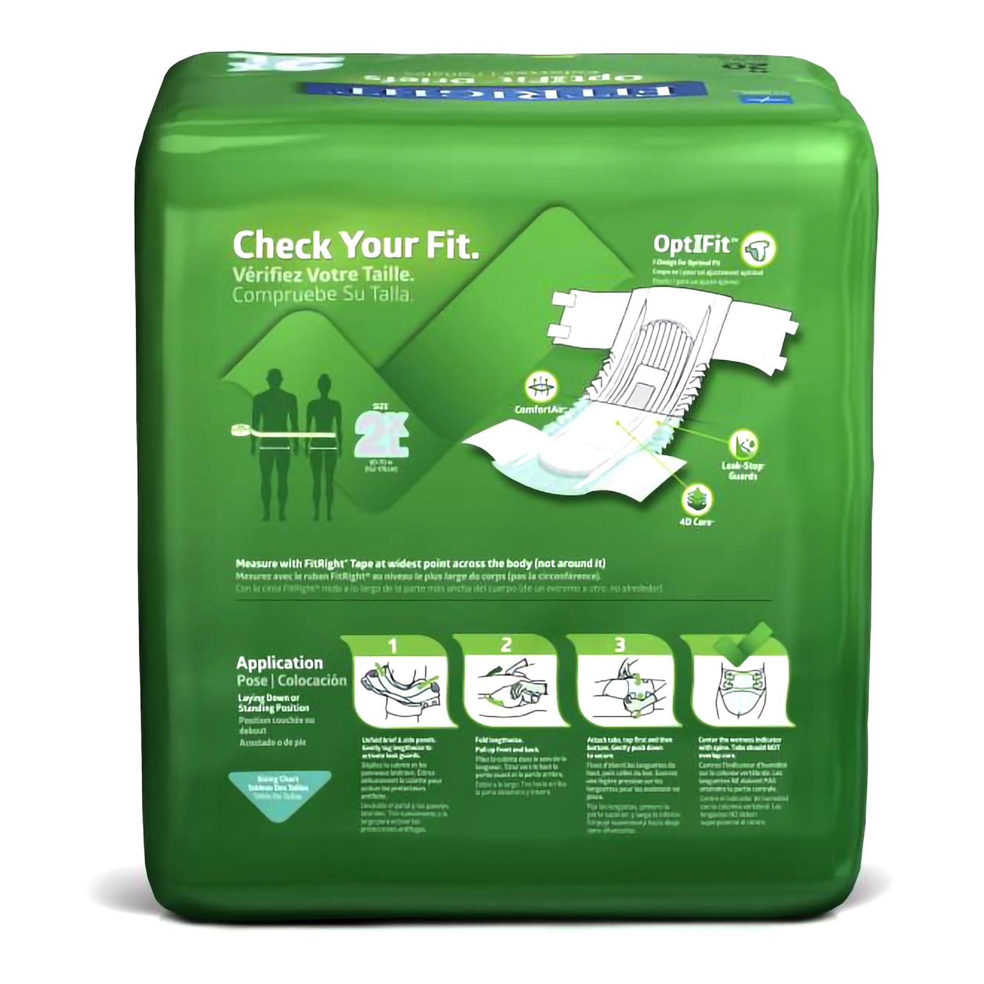 Medline FITPLUSXXL - FitRight™ Plus Anti-Leak Guard Briefs, 2X-Large - 20/Bag, 80/Case