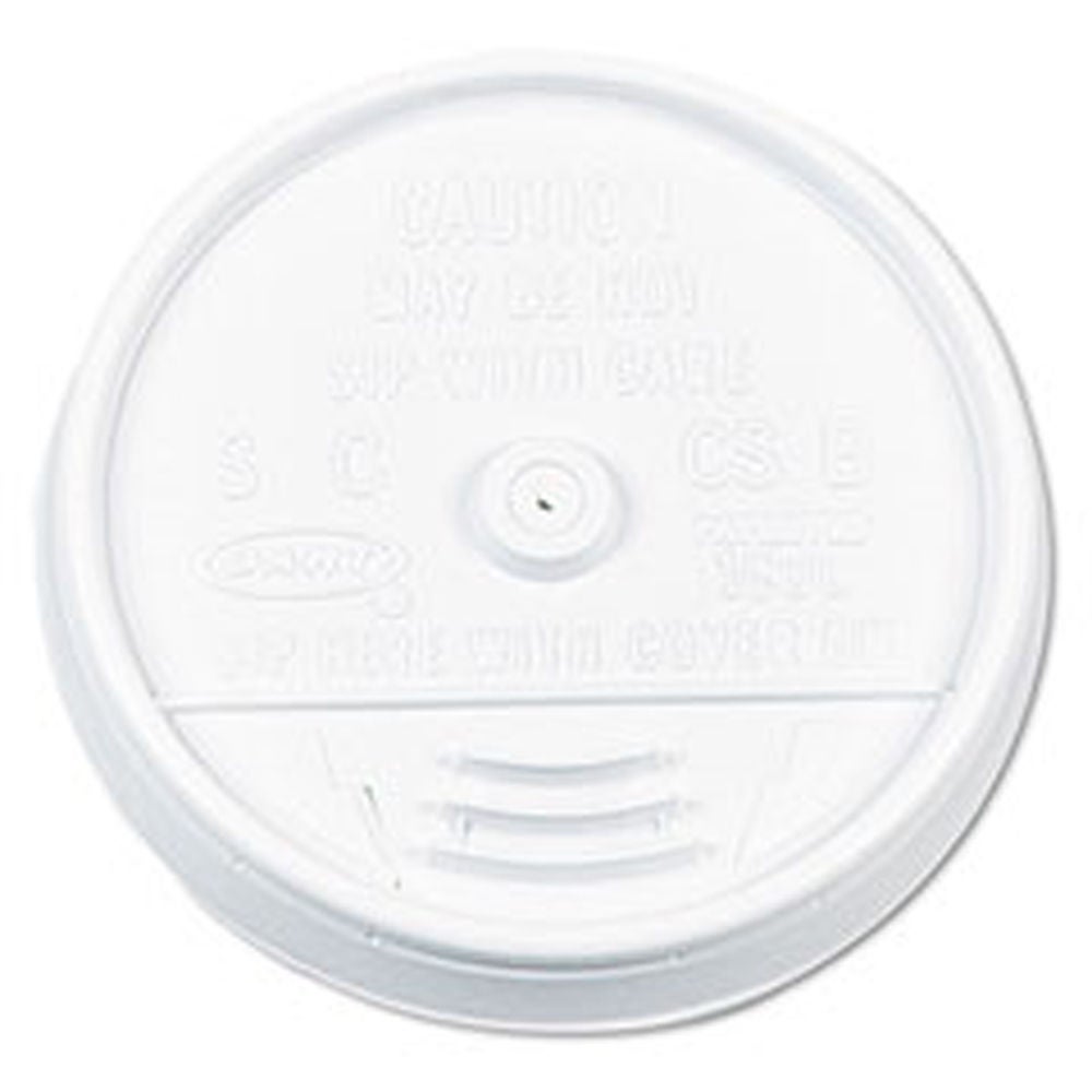 RJ Schinner Co - 16UL Drinking Cup Lid Dart® For 16 oz. Hot and Cold Foam Cups White Plastic Disposable