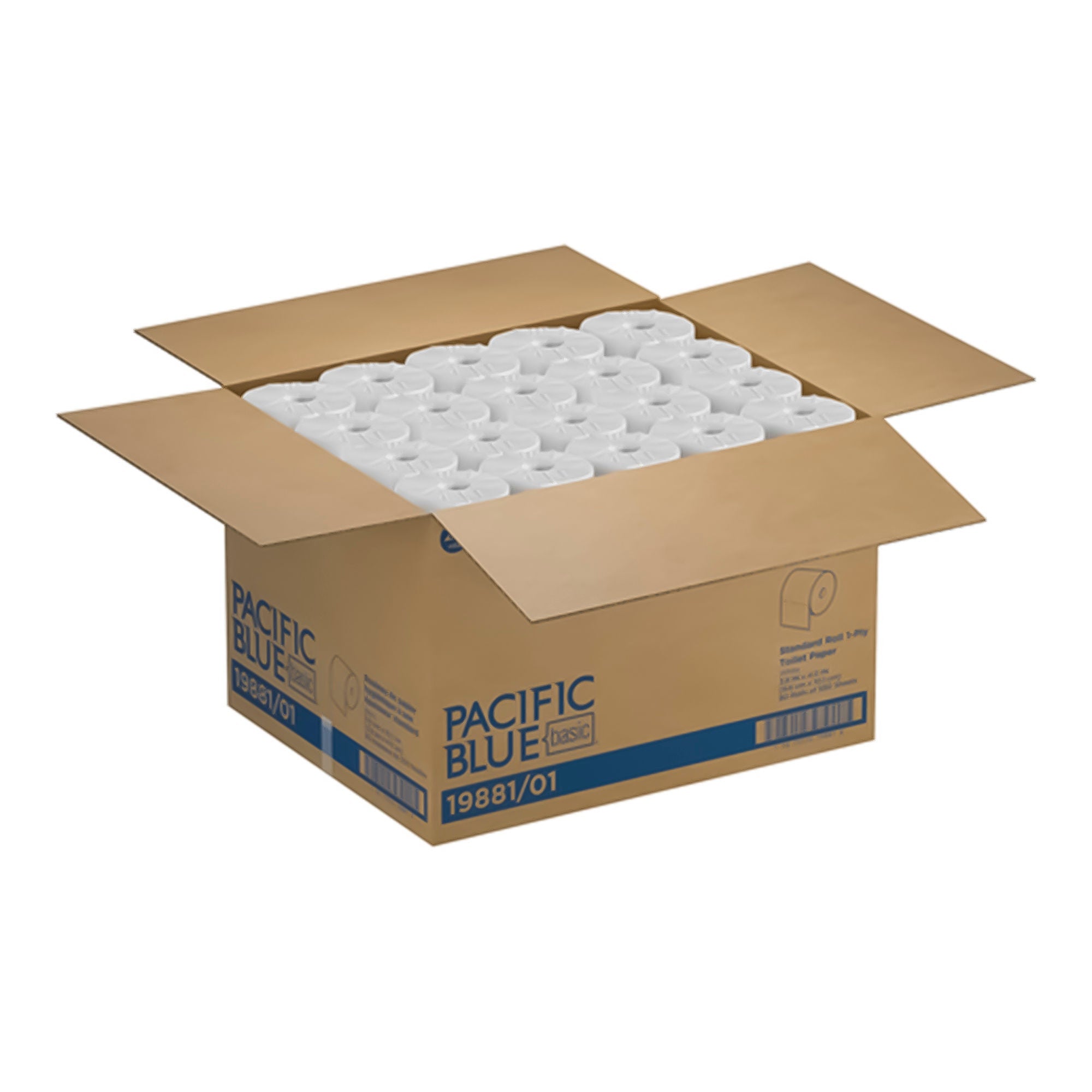 Georgia-Pacific Consumer Products LP - 19881-01 Toilet Tissue Pacific Blue Basic® White 1-Ply Standard Size Cored Roll 550 Sheets 3-4/5 X 4 Inch