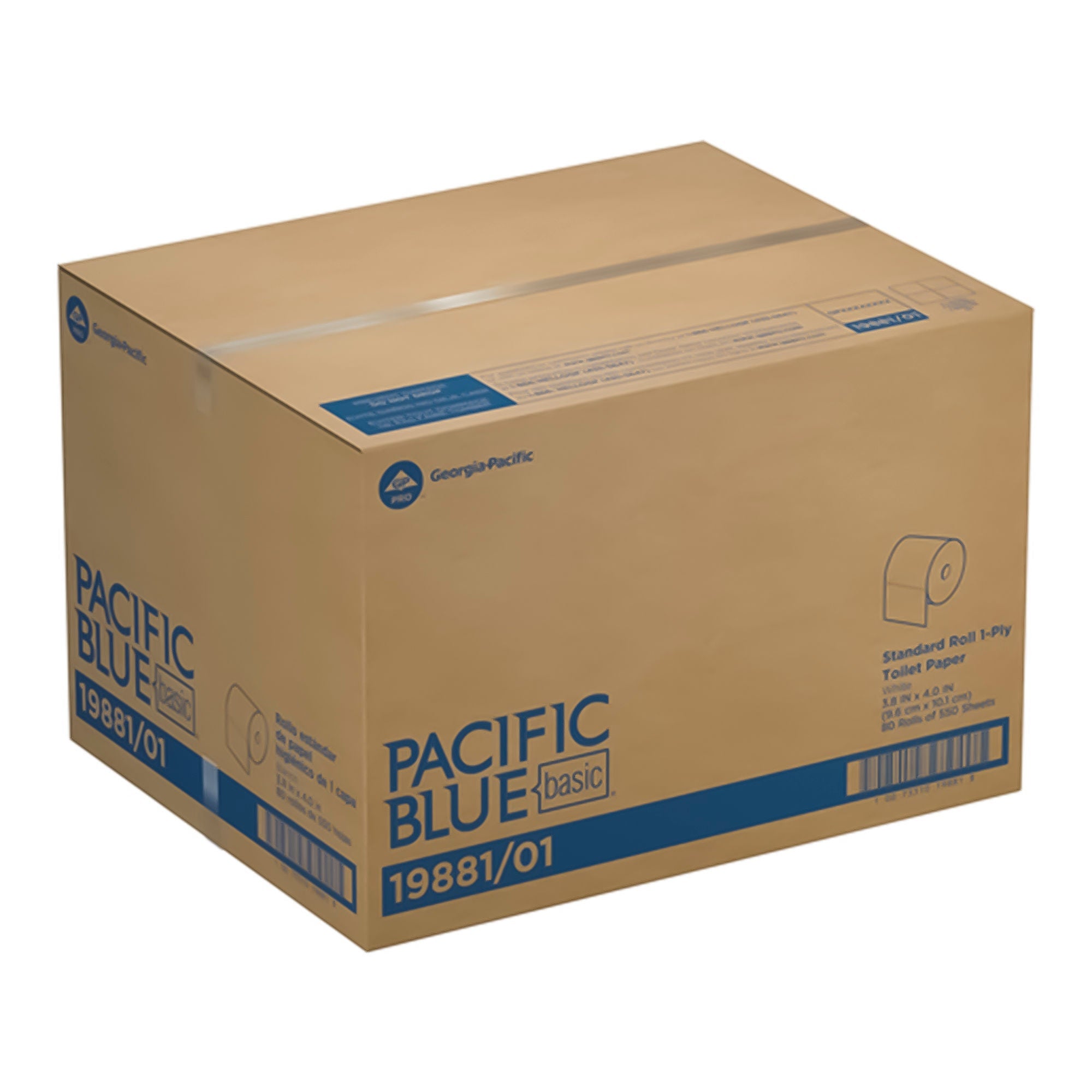 Georgia-Pacific Consumer Products LP - 19881-01 Toilet Tissue Pacific Blue Basic® White 1-Ply Standard Size Cored Roll 550 Sheets 3-4/5 X 4 Inch