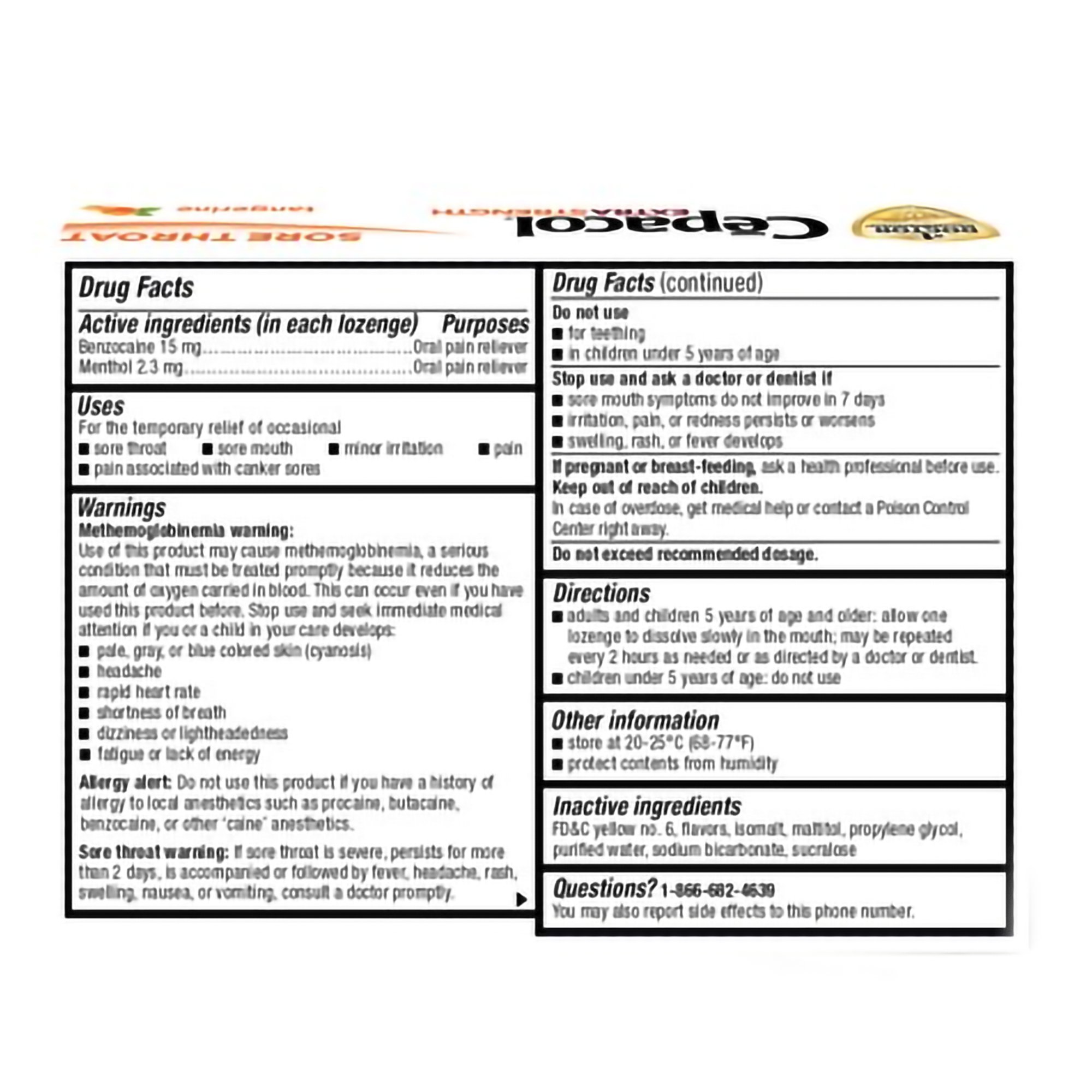 Reckitt Benckiser - 63824073216 Cepacol® Extra Strength Benzocaine / Menthol Sore Throat Relief