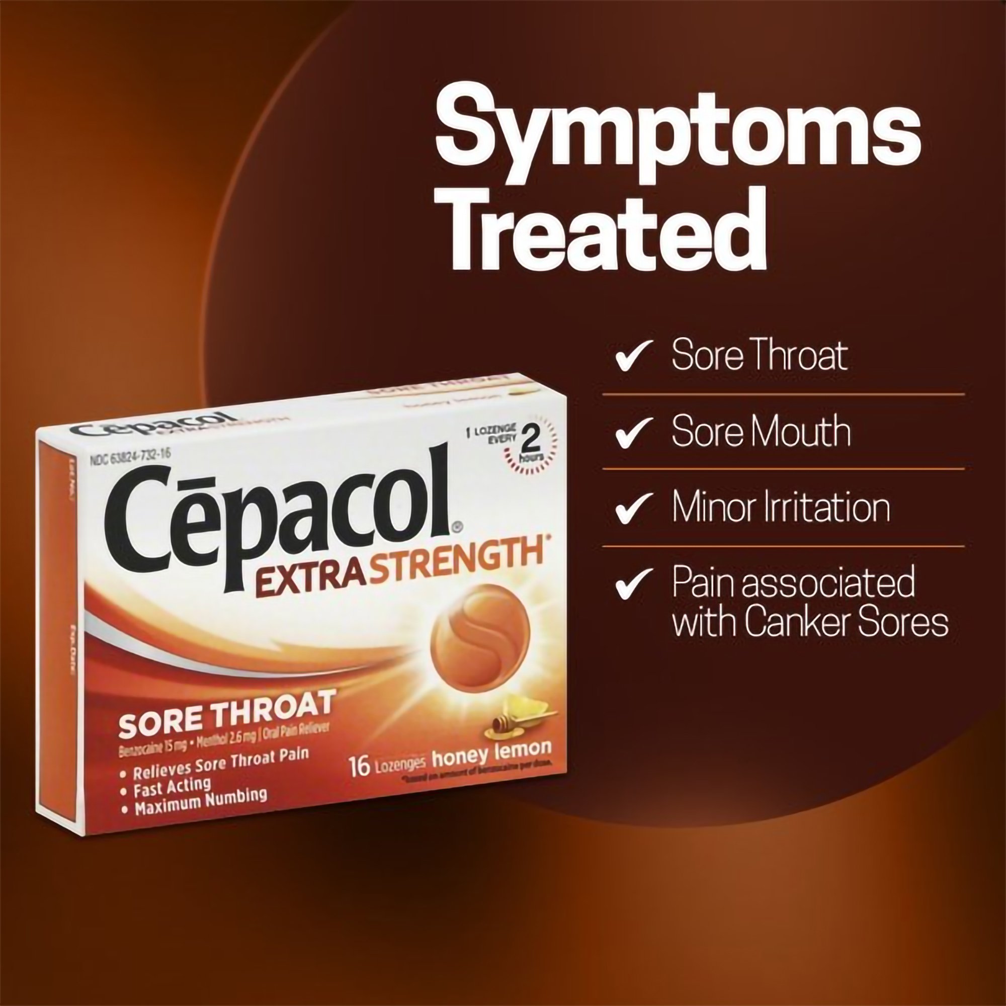 Reckitt Benckiser - 63824073216 Cepacol® Extra Strength Benzocaine / Menthol Sore Throat Relief