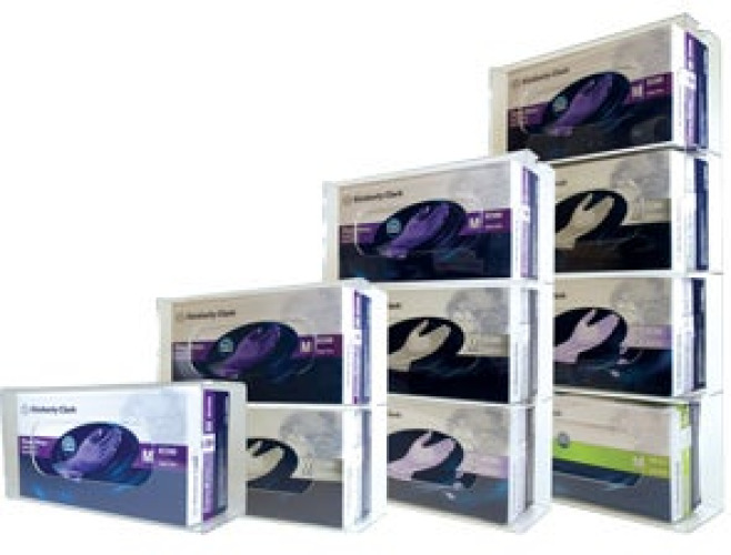 Unimed - Midwest - CGT2061002 Glove Box Holder Side Load with Dividers Horizontal Mounted 2-Box Capacity Clear 3-3/4 X 11 X 11-1/4 Inch Acrylic
