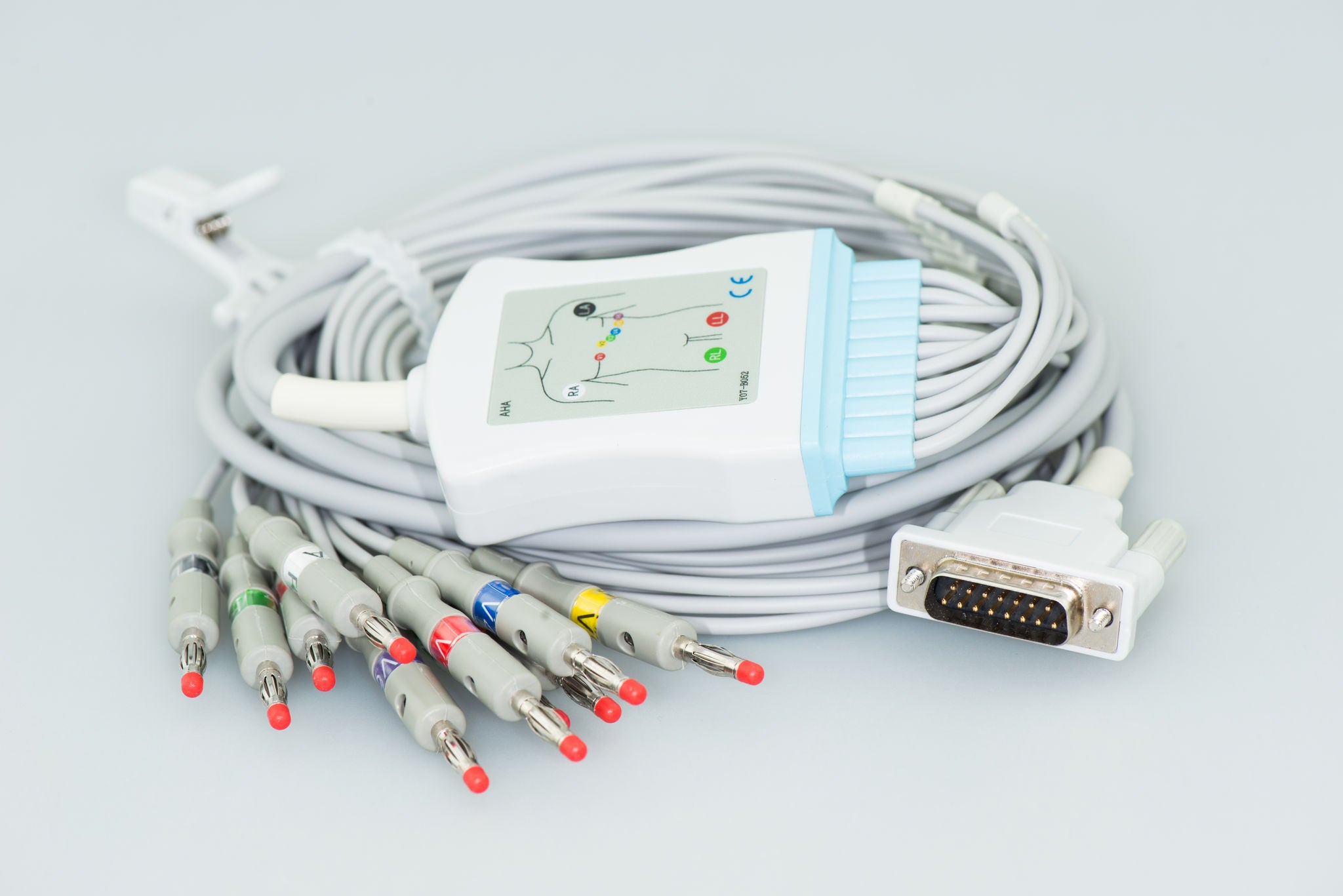 Sage Services Group - A01-10B ECG Cable Light Gray, One Piece Type, Child/Adult Use, Limb/Chest Application Site, 1/8 Inch Posts, 10-Leads Trunk and Leads, Banana Connector, Non-Sterile, Multi-Patient Use, Shielded, AAMI Color Coded, Alligator Clip Electr
