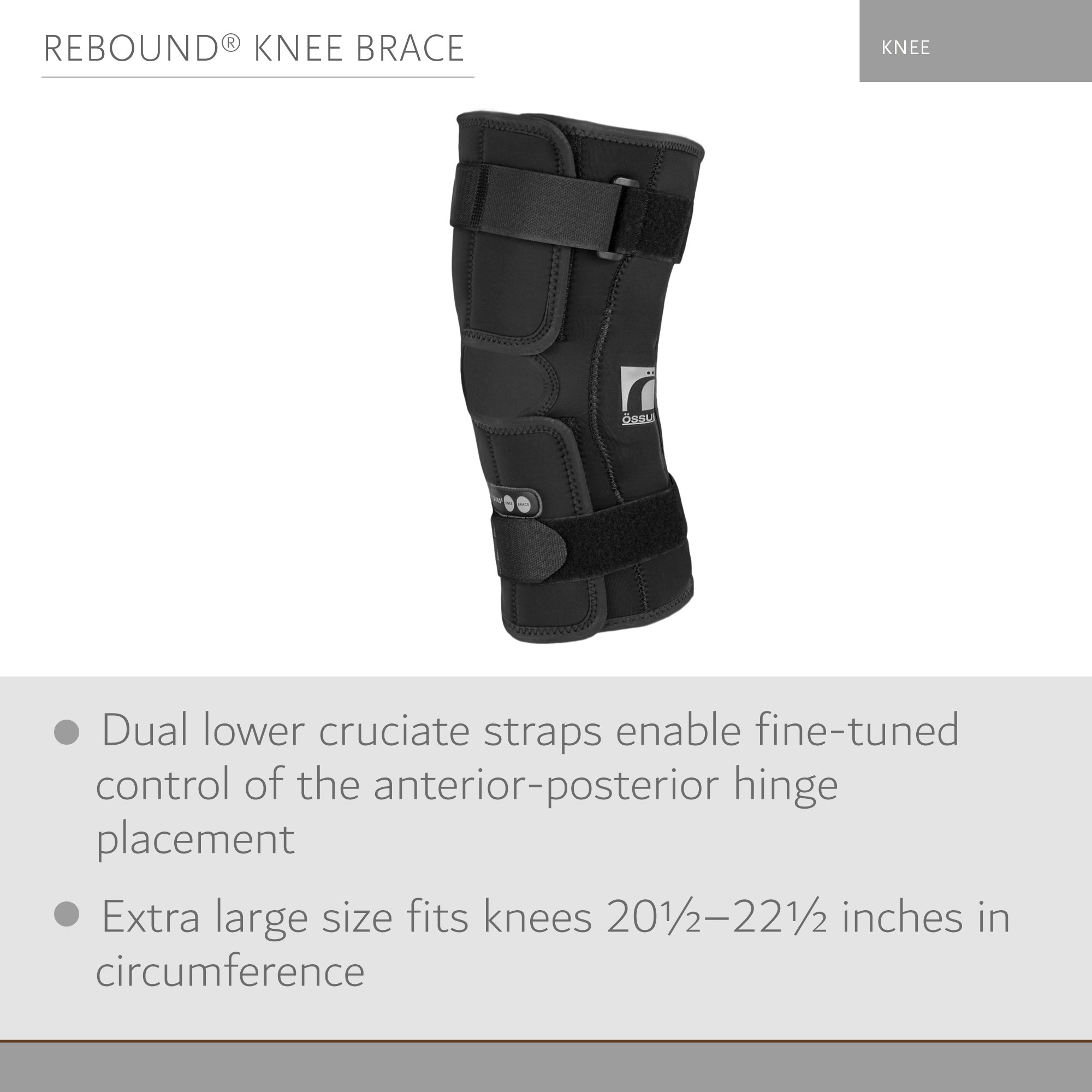 Ossur 703058 - Ossur Rebound® Wraparound / Open Patella Hinged Knee Brace, Extra Large - 1/Each