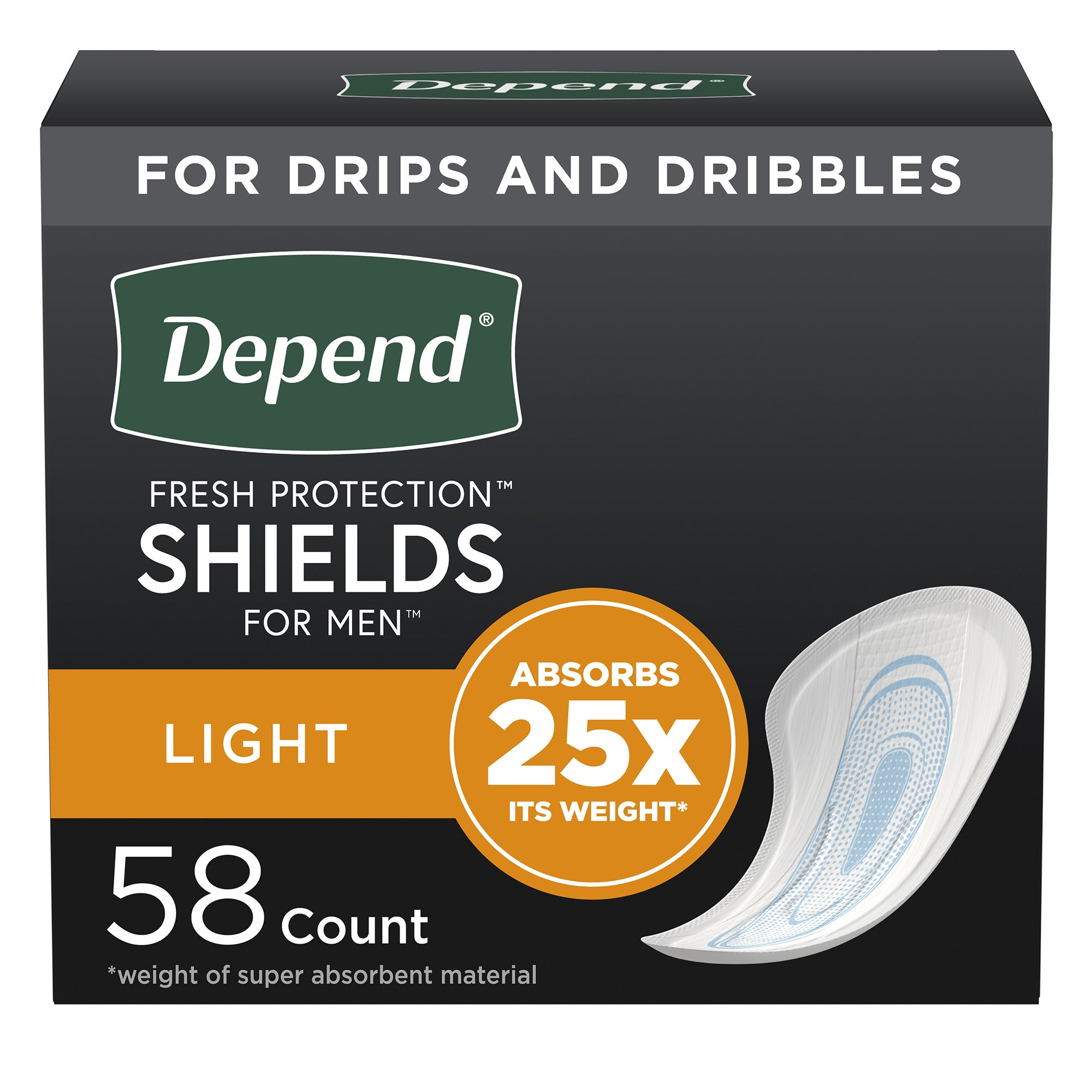 Kimberly Clark 35641 - Depend® Shields for Men Light Bladder Control Pad - 58/Pack, 174/Case
