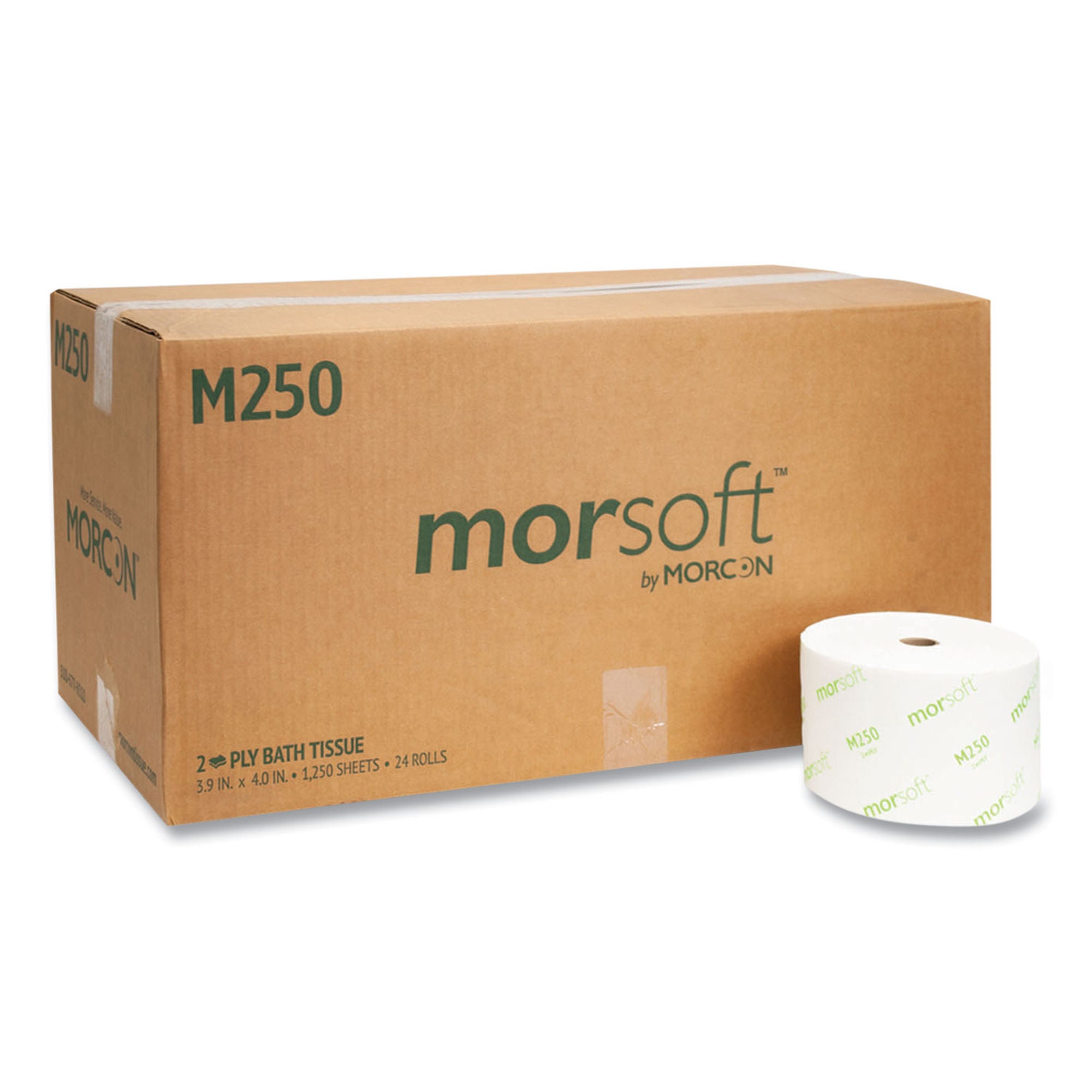 Essendant Co-United Stationers - MORM250 Toilet Tissue Morcon White 2-Ply Standard Size Cored Roll 1250 Sheets 4 X 4-1/2 Inch