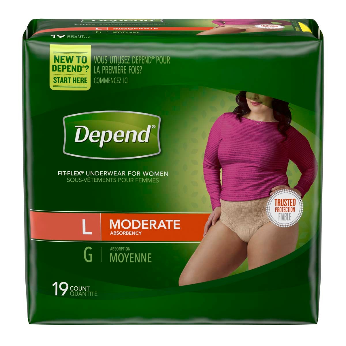 Kimberly Clark - 38536 Absorbent Underwear Depend® Pull-On with Tear Away Seams Adult Large Female Disposable Moderate Absorbency