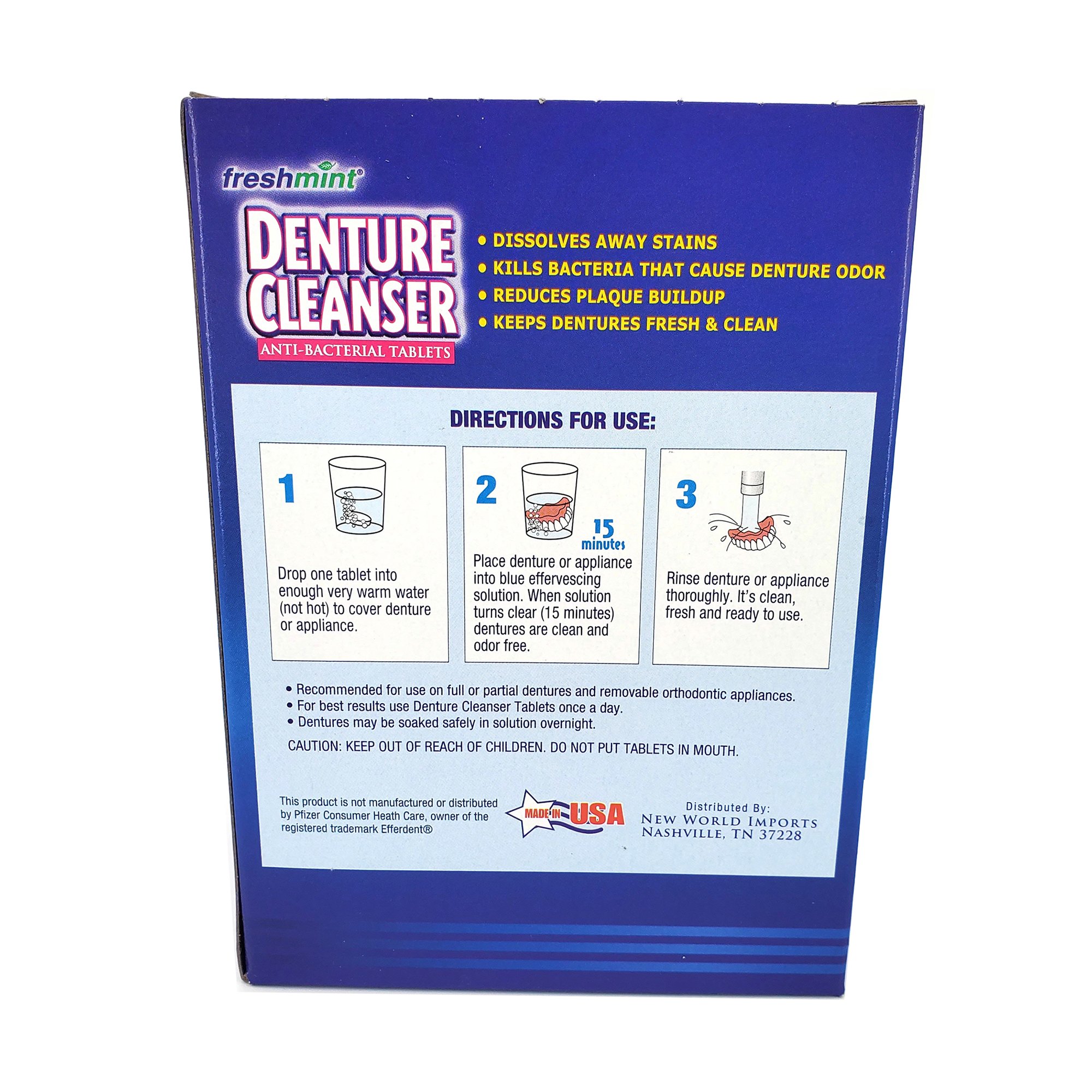 New World Imports - DENT90 freshmint® Denture Cleanser Anti-Bacterial Tablets
