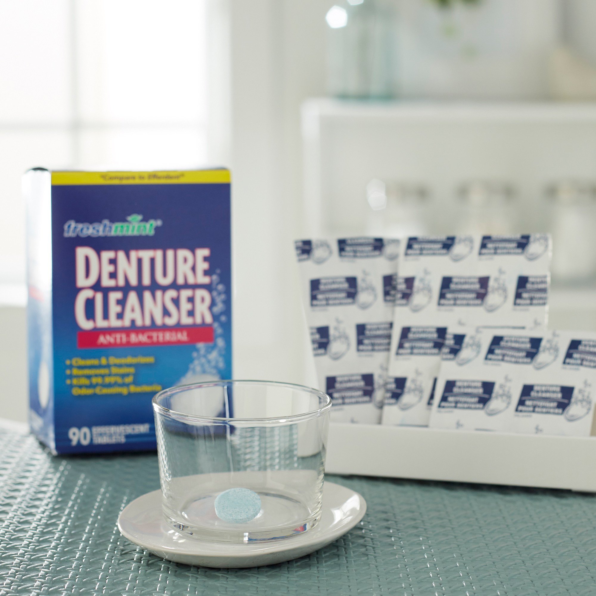 New World Imports DENT90 - freshmint® Denture Cleanser Anti-Bacterial Tablets - 1/Box, 24/Case