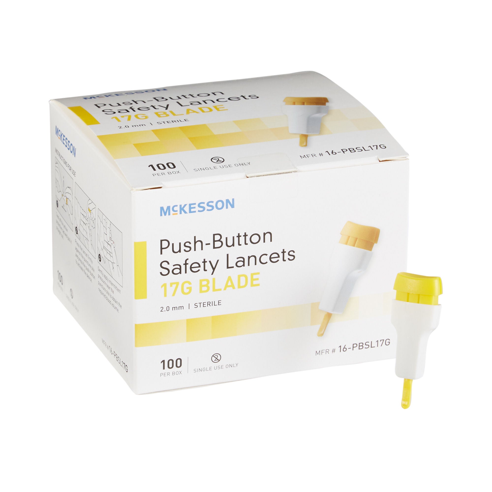 McKesson Brand - 16-PBSL17G Safety Lancet McKesson 1.5 mm Blade Retractable Push Button Activation Multiple Sites