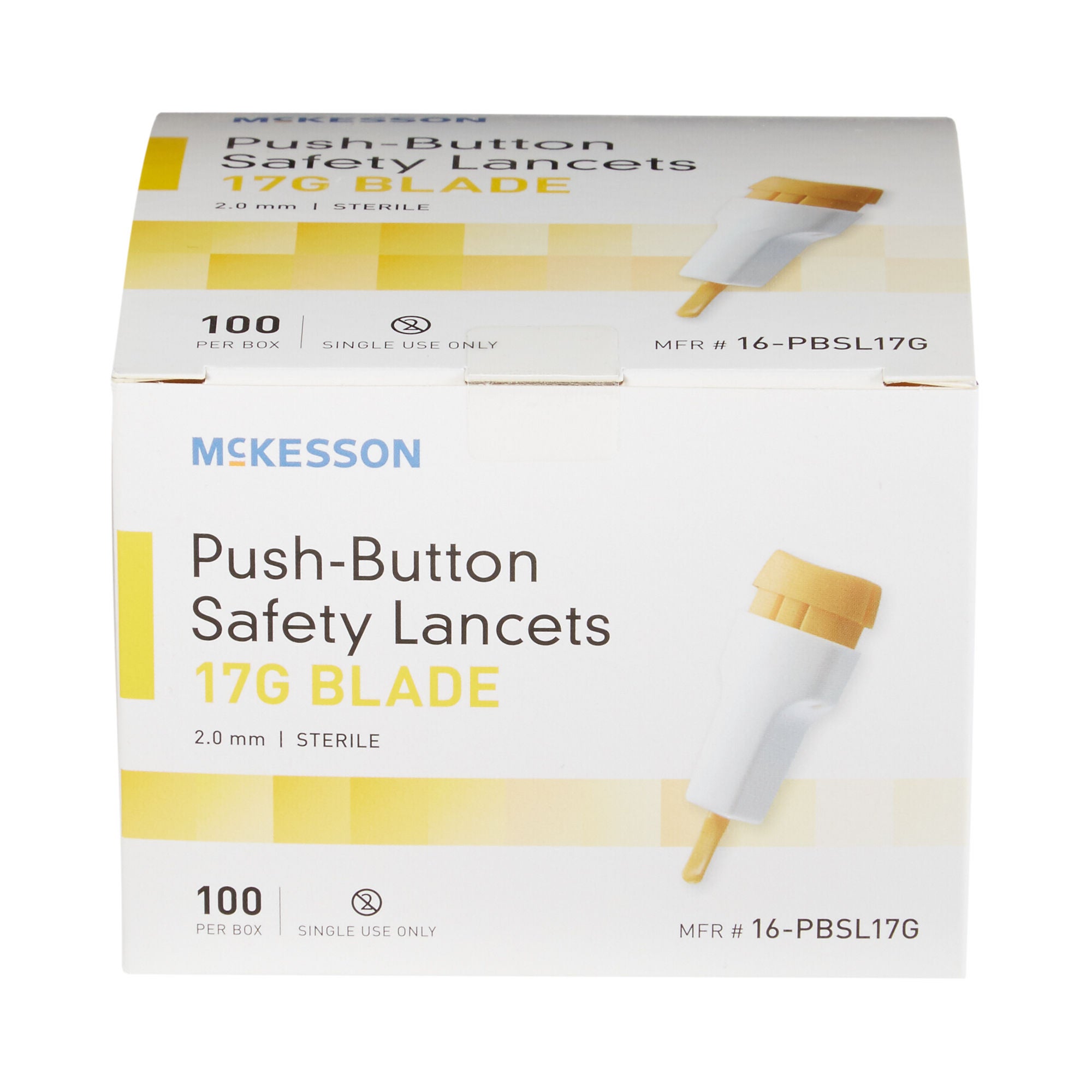 McKesson Brand - 16-PBSL17G Safety Lancet McKesson 1.5 mm Blade Retractable Push Button Activation Multiple Sites