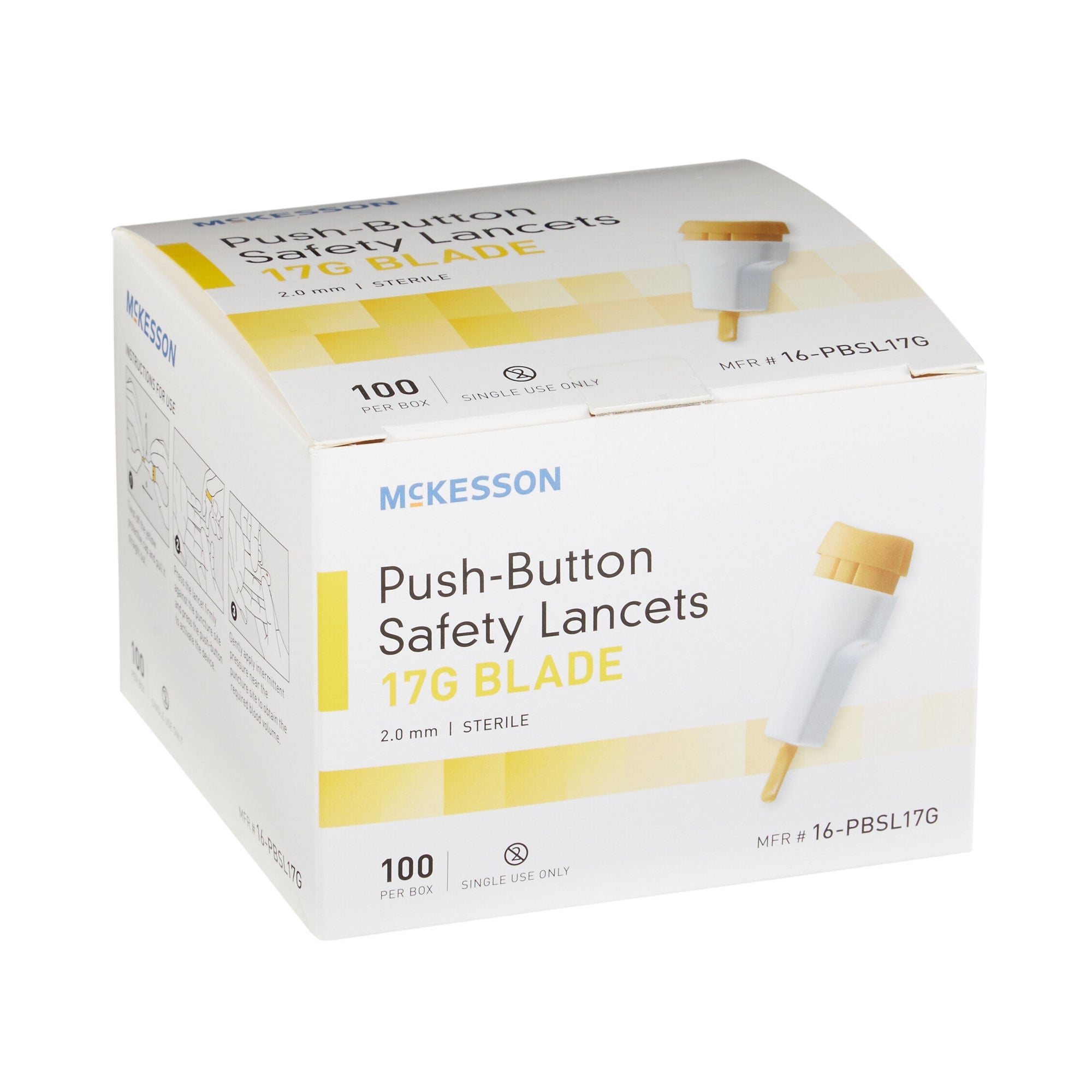 McKesson Brand - 16-PBSL17G Safety Lancet McKesson 1.5 mm Blade Retractable Push Button Activation Multiple Sites