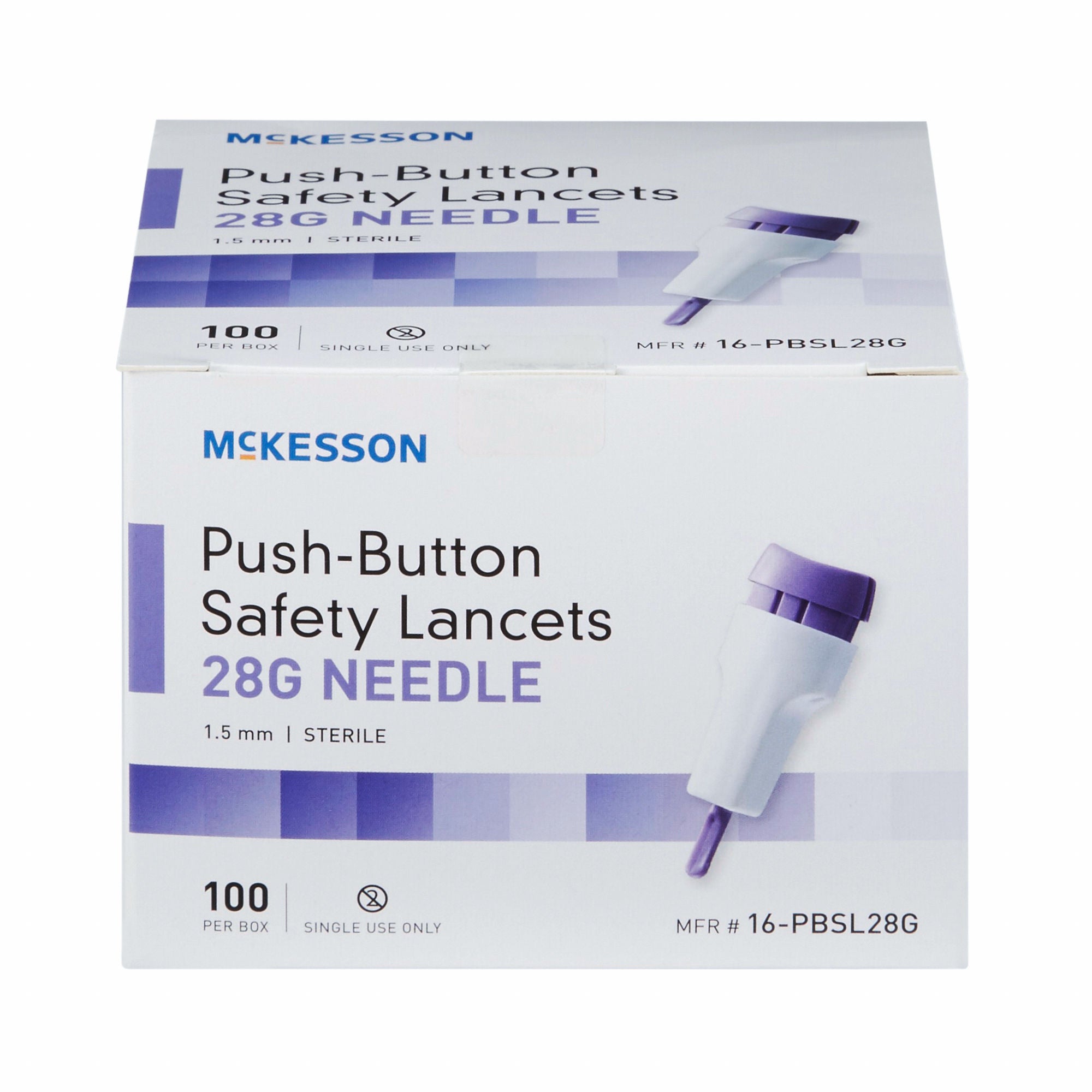 McKesson Brand - 16-PBSL28G Safety Lancet McKesson 28 Gauge Retractable Push Button Activation Finger