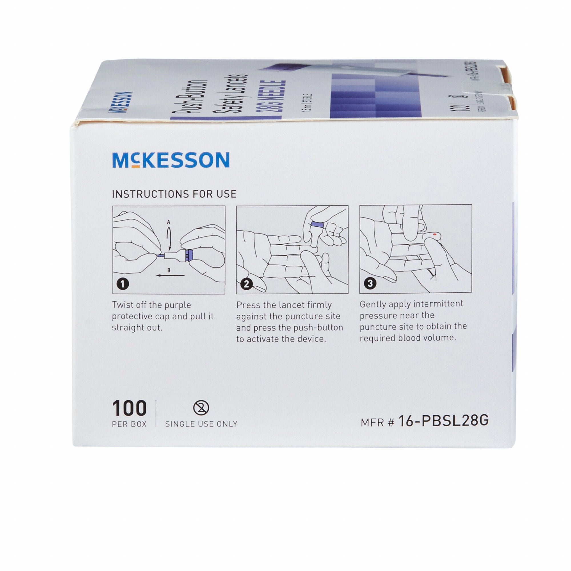 McKesson Brand - 16-PBSL28G Safety Lancet McKesson 28 Gauge Retractable Push Button Activation Finger