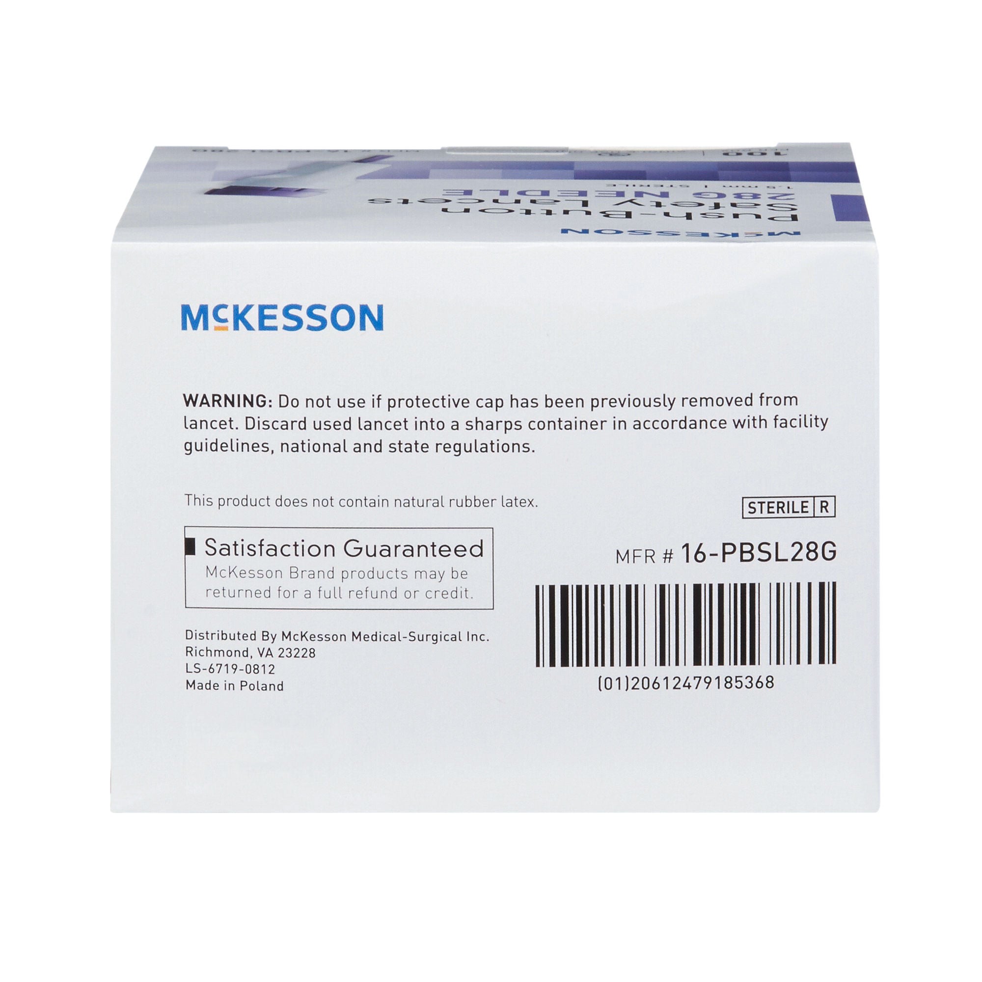 McKesson Brand - 16-PBSL28G Safety Lancet McKesson 28 Gauge Retractable Push Button Activation Finger