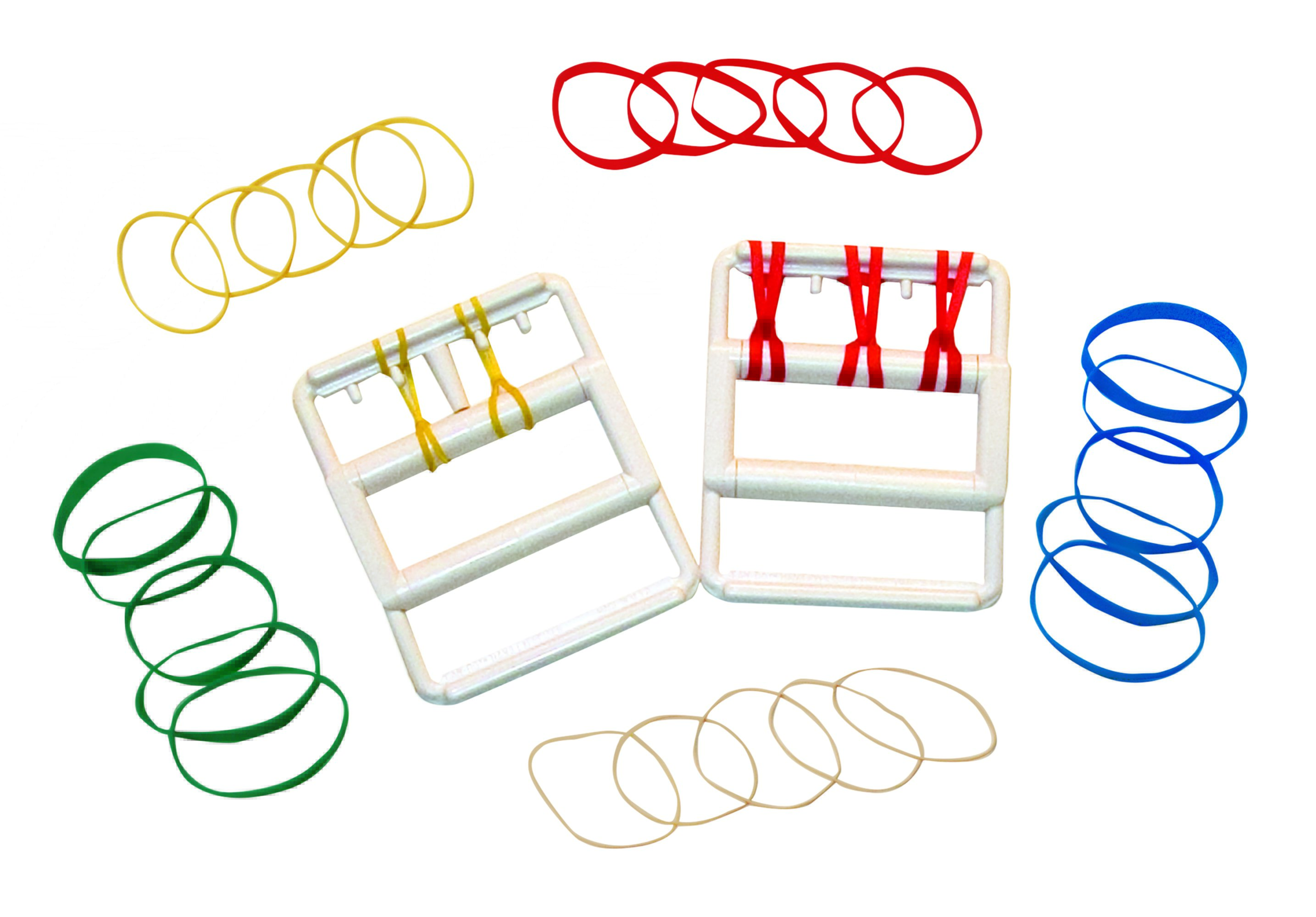 Fabrication Enterprises 10-1800 - CanDo® Rubber-Band Hand Exerciser, 2X-Light to Heavy Resistance, with 25 Bands - 1/Set