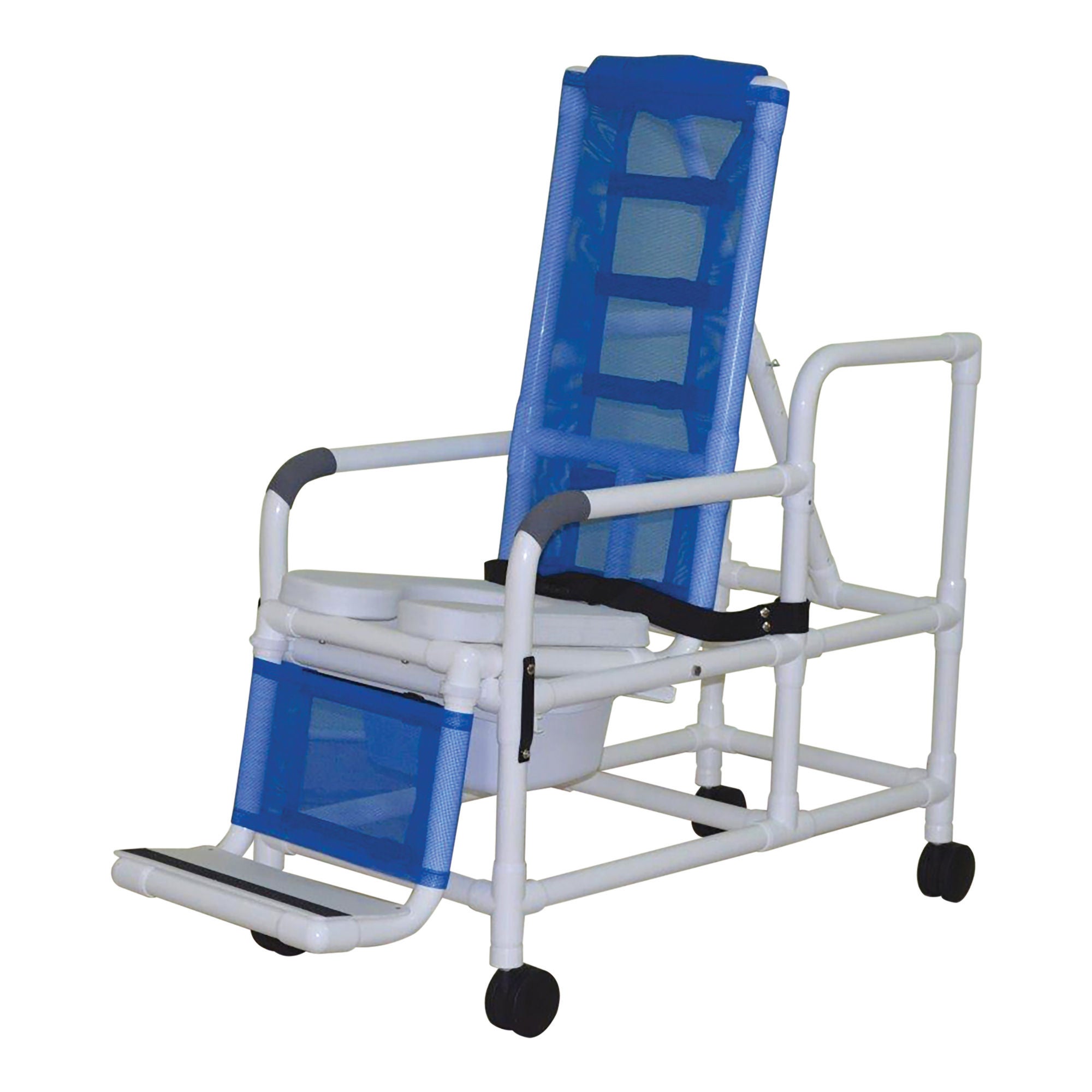 MJM International - 193-TIS-SQ-PAIL Shower Chair Tilt-N-Space Fixed Arms PVC Frame Reclining Backrest 250 lbs. Weight Capacity