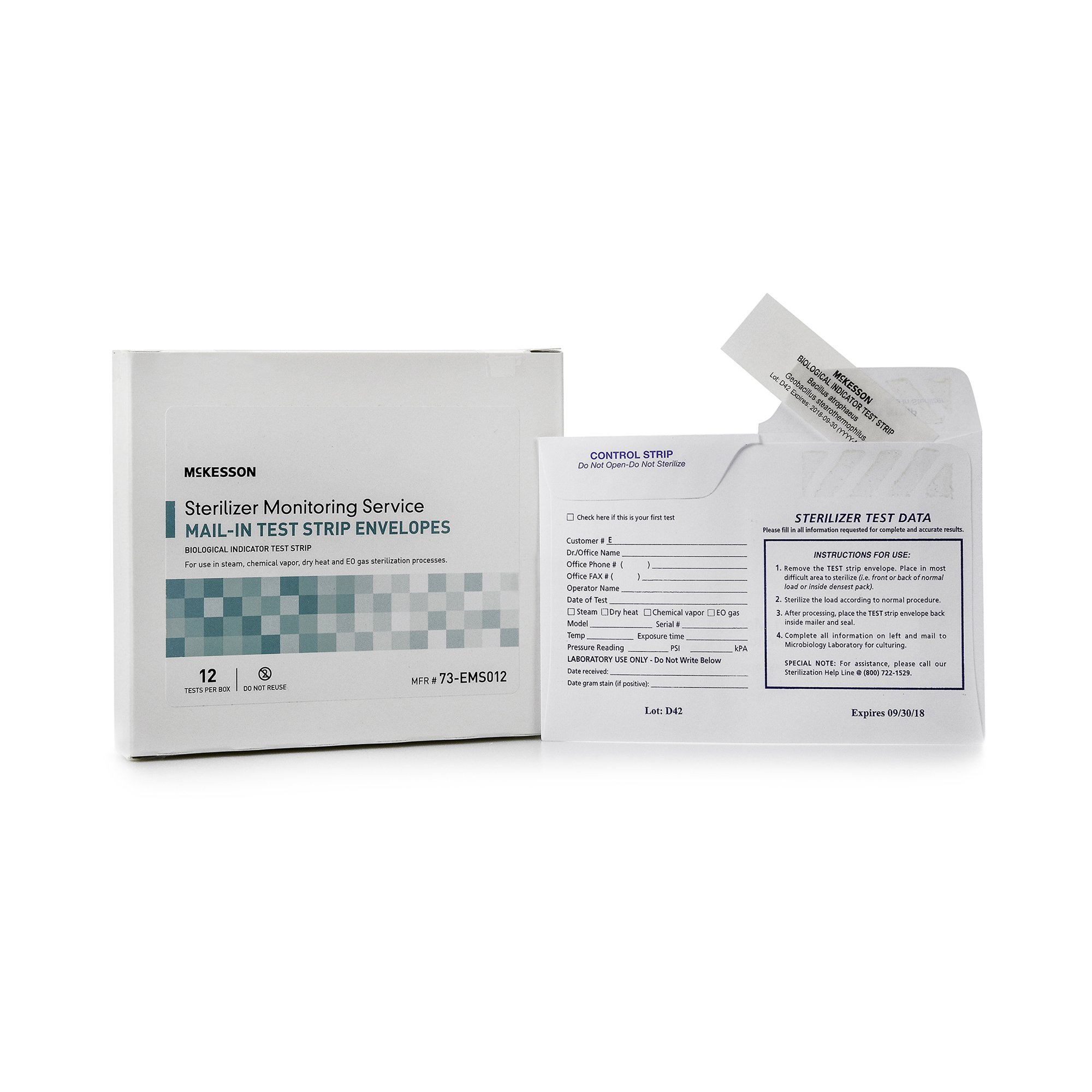 McKesson Brand 73-EMS012 - McKesson Sterilizer Monitoring Mail-In Service - 12/Box, 120/Case