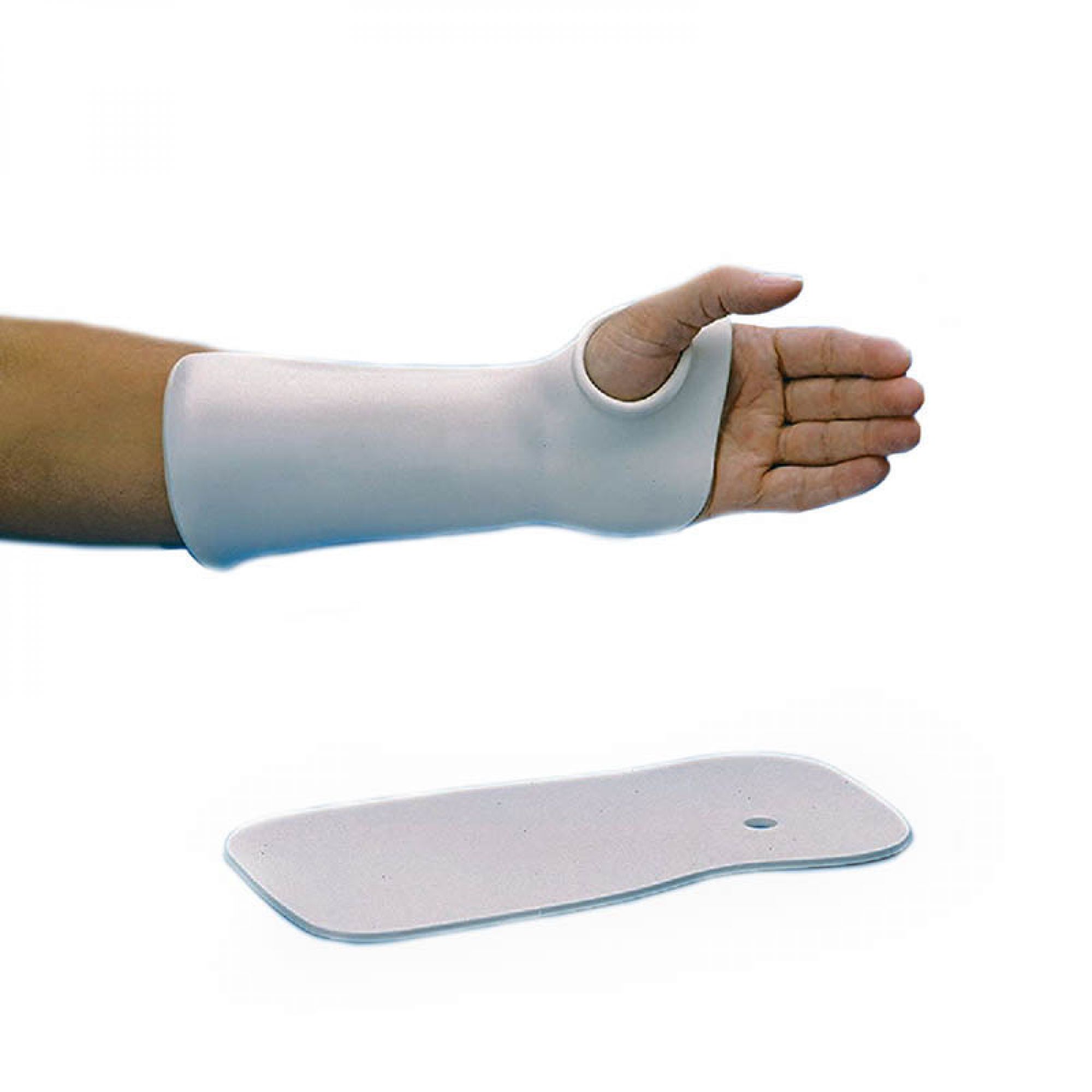 Performance Health - 081262278 Precut Splinting Material with Thumb Hole Rolyan® Polyflex II™ Solid / Wrist Cock-Up 1/8 Inch Thick / 3-1/2 to 4-1/4 Inch MCP Width Thermoplastic White
