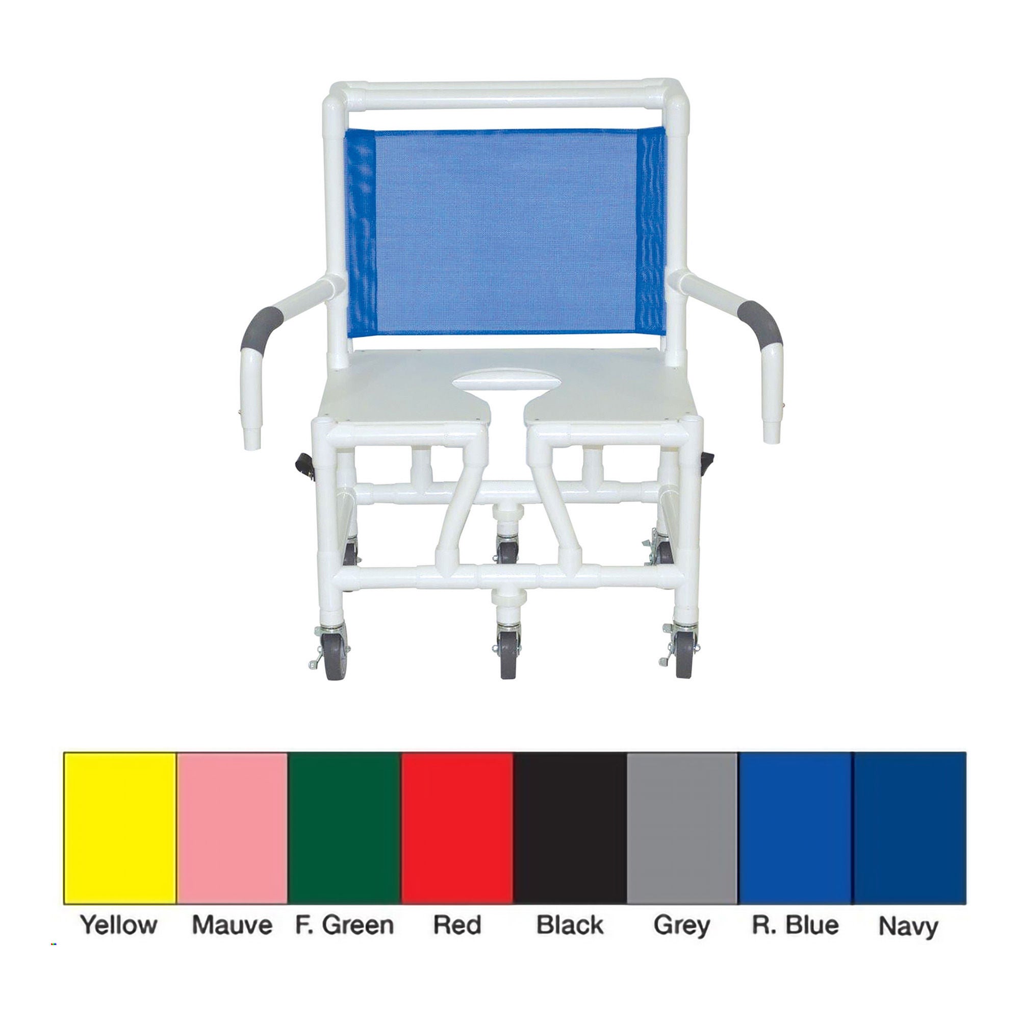 MJM International - S126-5BAR-DDA Shower Chair MJM International Swing-Away Arms PVC Frame Mesh Backrest with Pushbar 600 lbs. Weight Capacity