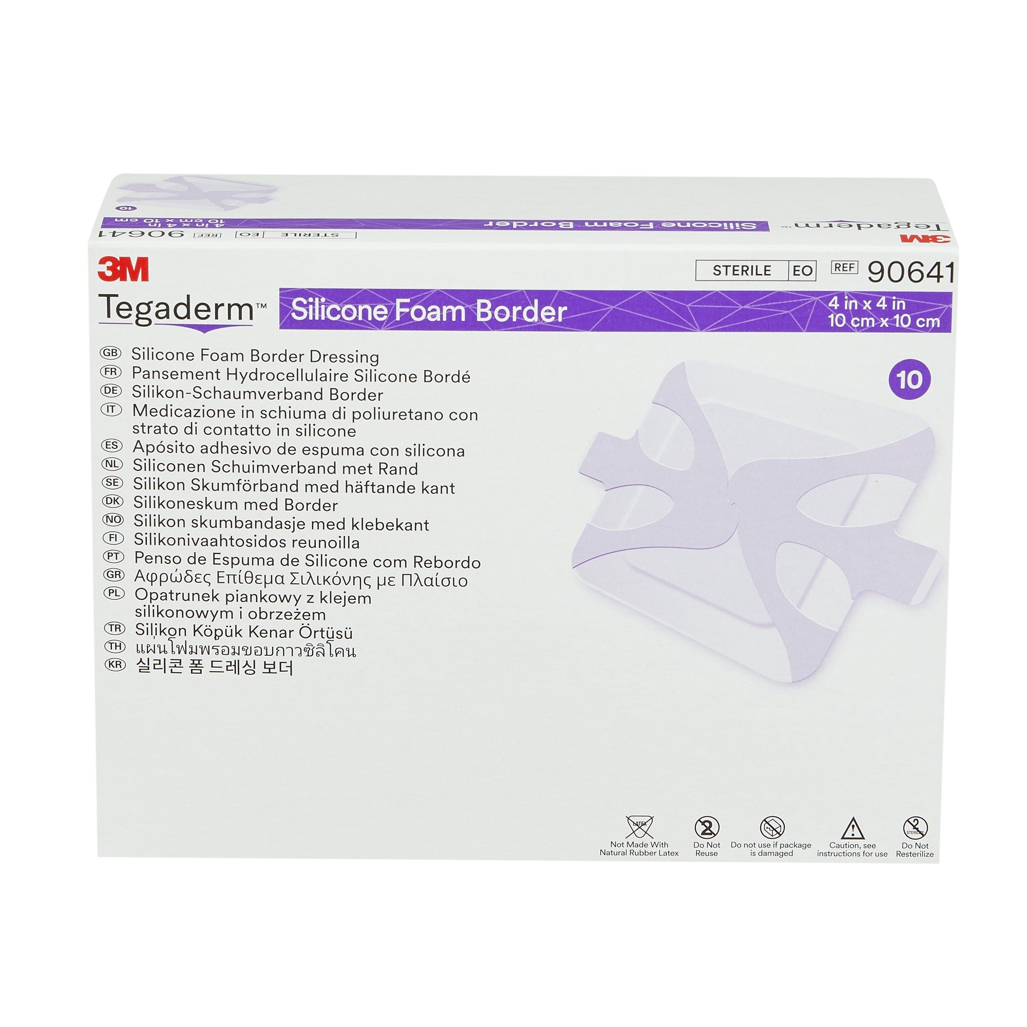 Solventum Corporation - 90641 Foam Dressing 3M™ Tegaderm™ 4 X 4 Inch With Border Film Backing Silicone Adhesive Square Sterile