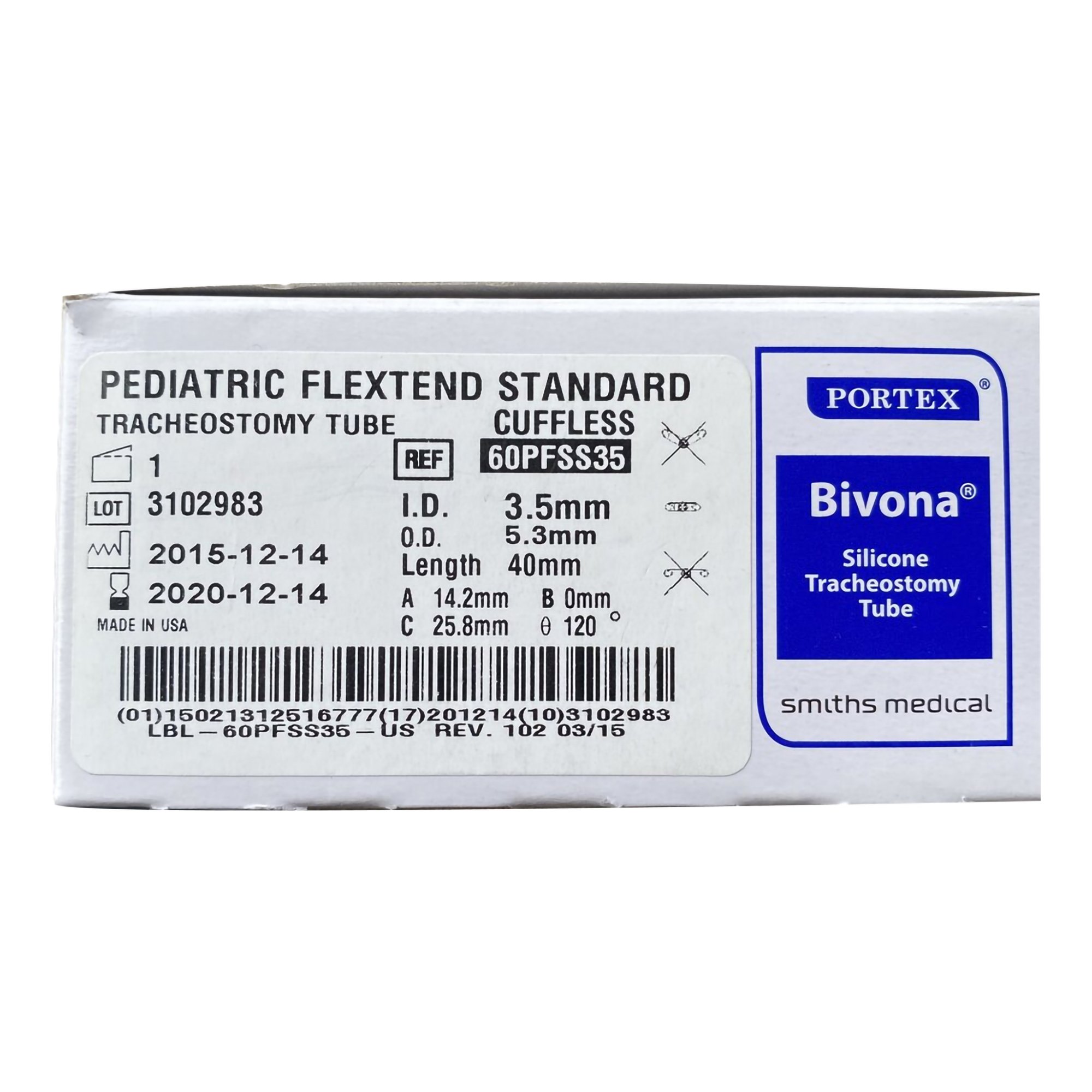 ICU Medical FKA Smiths Medical - 60PFSS35 Bivona® FlexTend™ Plus Pediatric Tracheostomy Tube