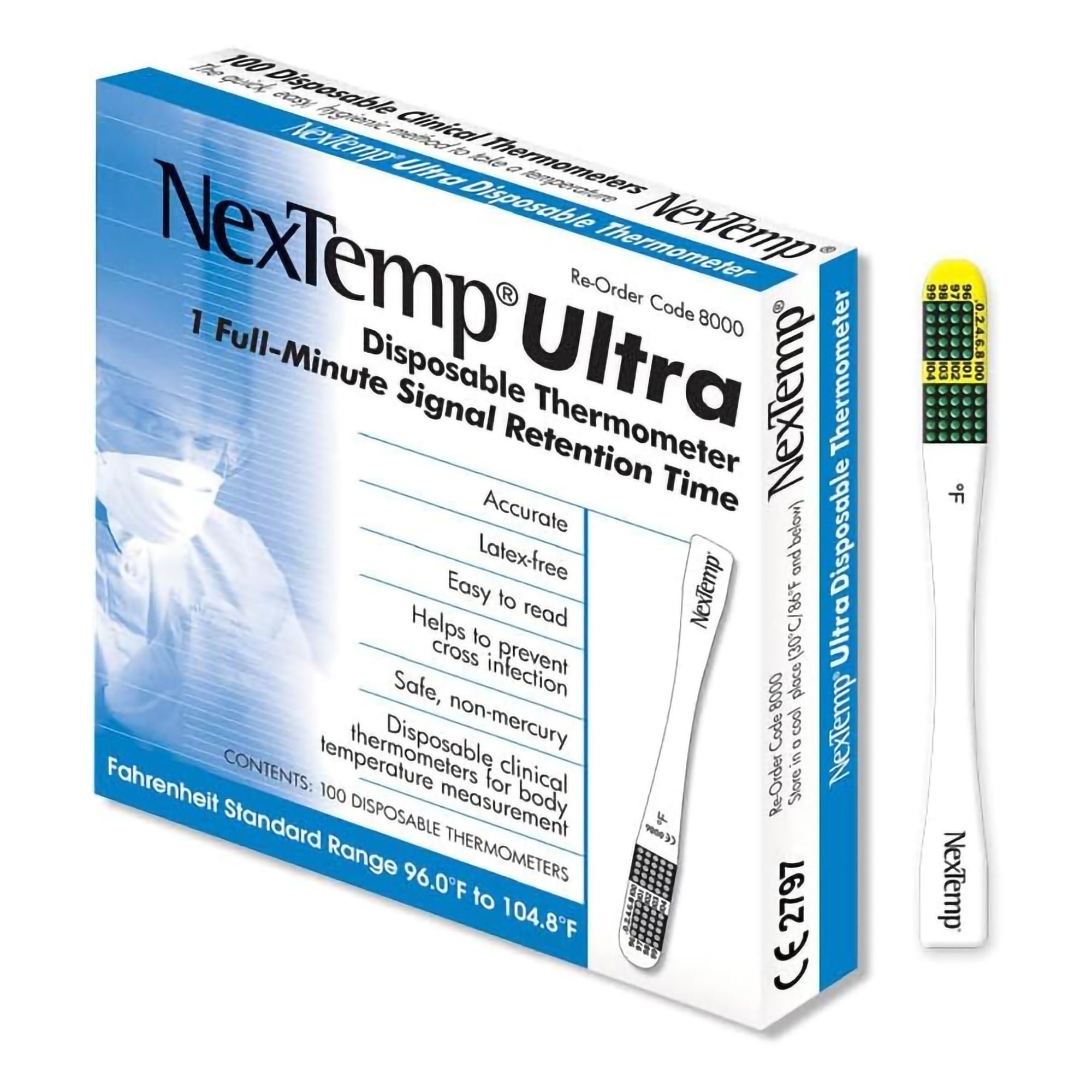 Medical Indicators - 8000-20 Disposable Oral Thermometer NexTemp® 96 to 104.8 °F Color Dots Display