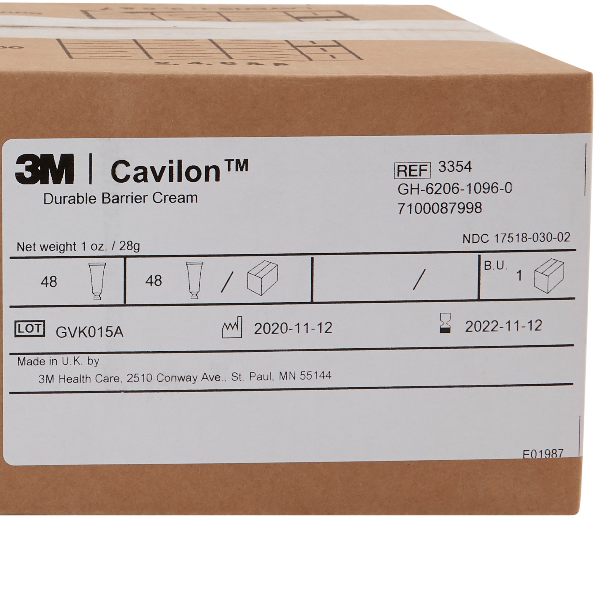 Solventum Corporation 3354 - 3M Cavilon™ Skin Protectant, Unscented Cream, 28 Gram Tube - 1/Each, 48/Case