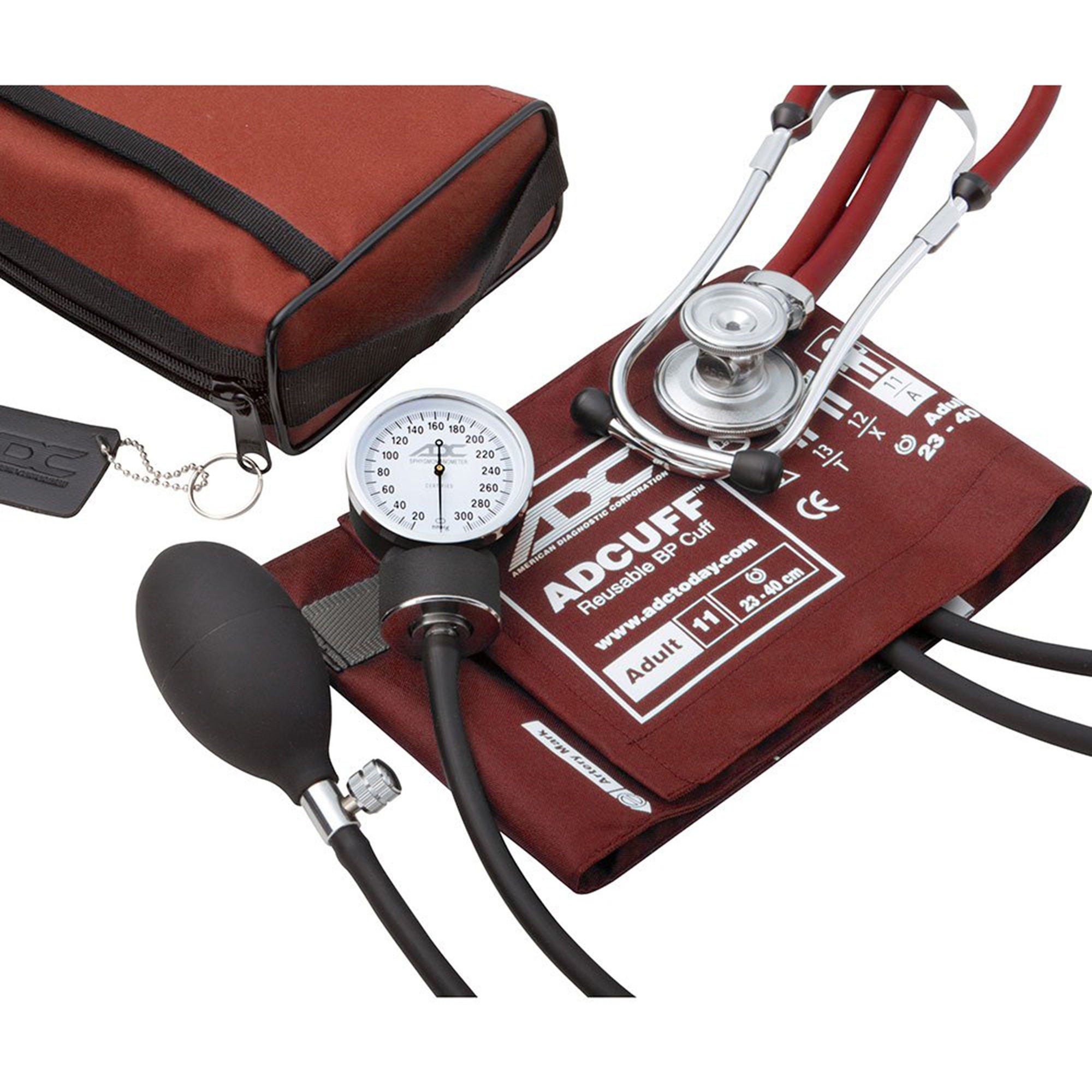 American Diagnostic Corp - 768-670-11AR Reusable Aneroid / Stethoscope Set Pro's Combo II® DH 23 to 33 cm Adult Cuff Dual Head General Exam Stethoscope Pocket Aneroid