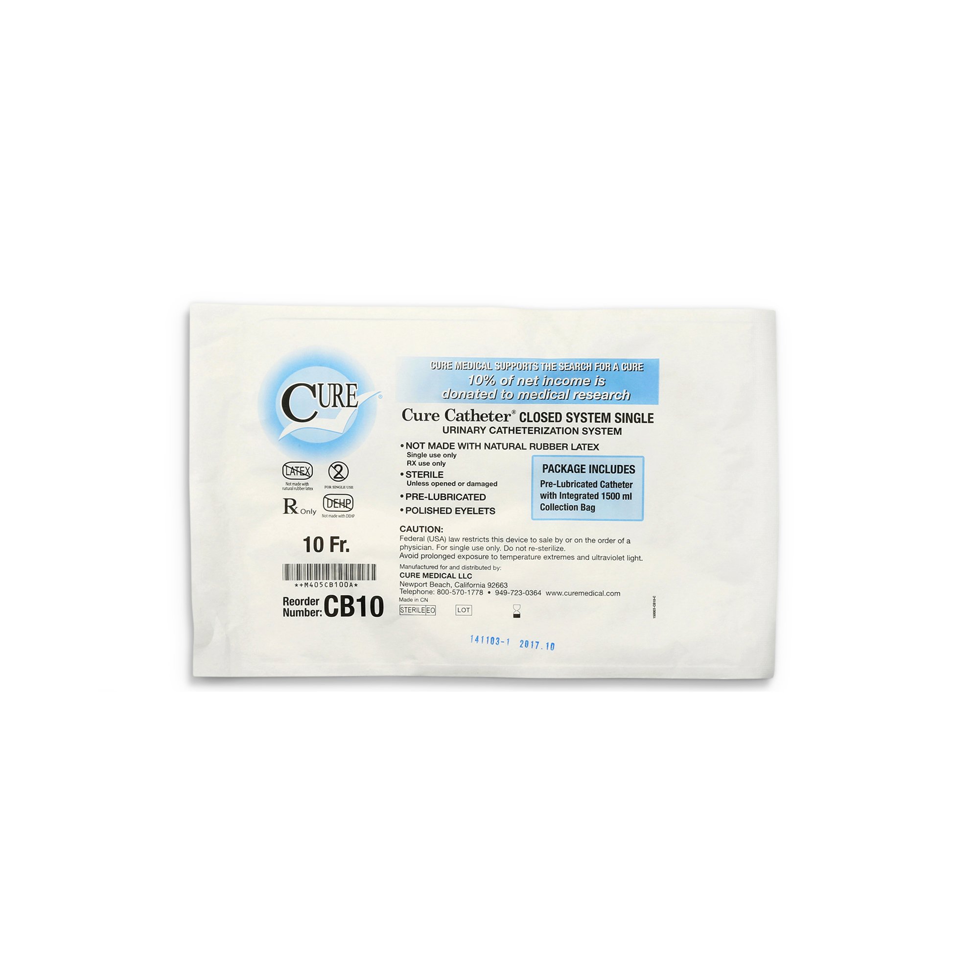 ConvaTec CB10 - Cure Catheter™ Intermittent Catheter Kit - 1/Each, 100/Case