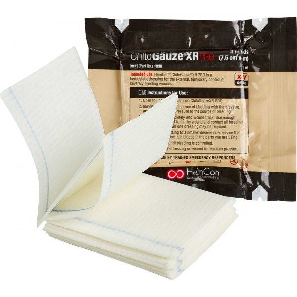 North American Rescue - 30-0049 Hemostatic Dressing ChitoGauze® XR PRO 3 Inch X 4 Yard 1 per Pack Sterile