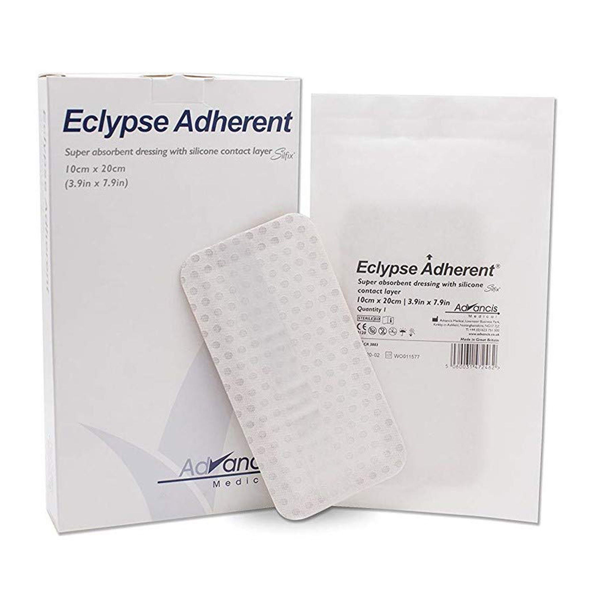 Mediusa - CR3883 Super Absorbent Dressing Eclypse® Adherent Rectangle 4 X 8 Inch Without Border Sterile