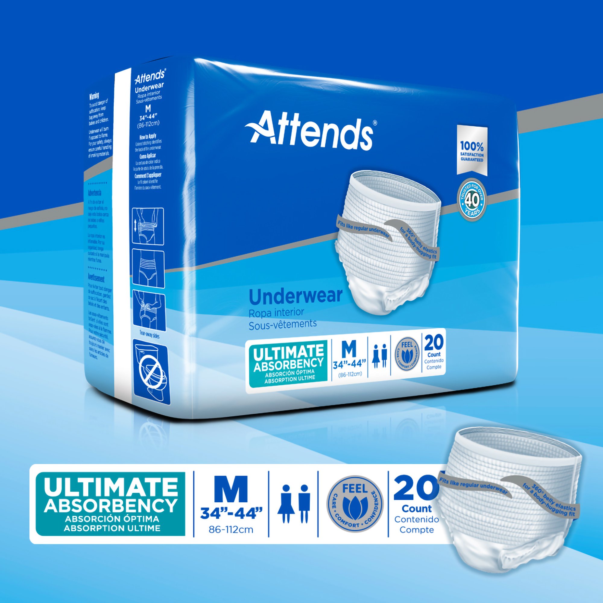 Attends Healthcare Products APP0720 - Attends® Advanced Underwear, Medium - 1/Bag, 4/Case