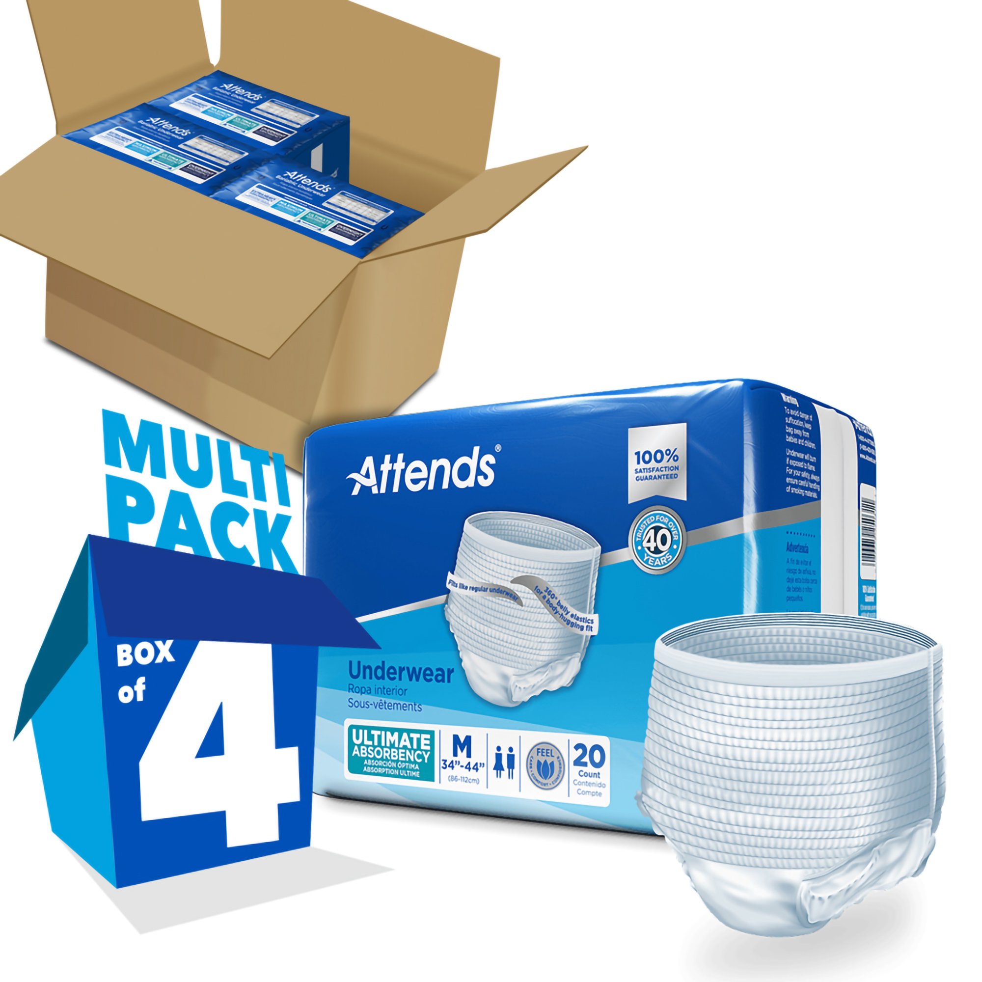 Attends Healthcare Products APP0720 - Attends® Advanced Underwear, Medium - 1/Bag, 4/Case