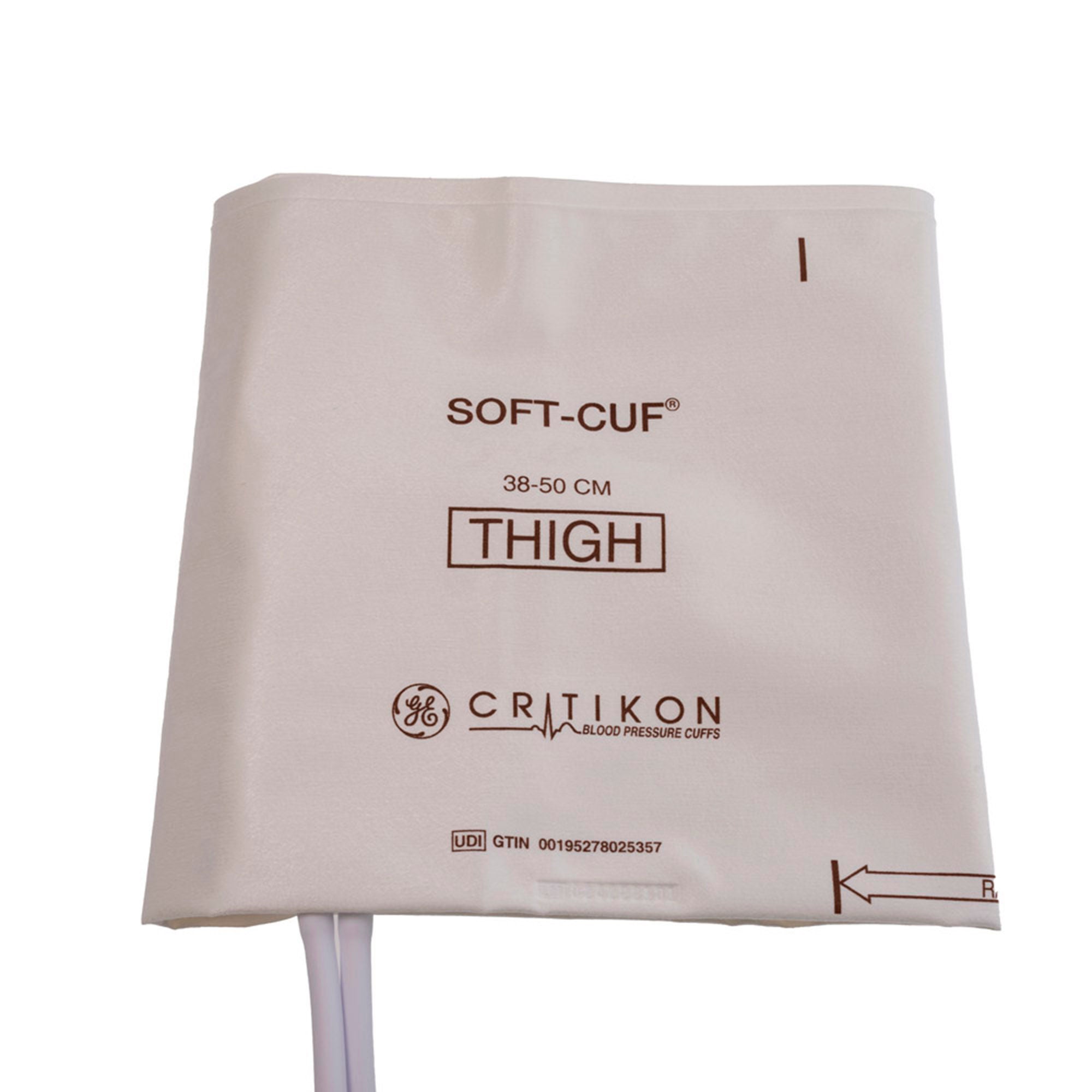 GE Healthcare - SFT-T1-2A Single Patient Use Blood Pressure Cuff Set Soft-Cuf® 38 to 50 cm Leg Nylon Cuff Thigh Cuff