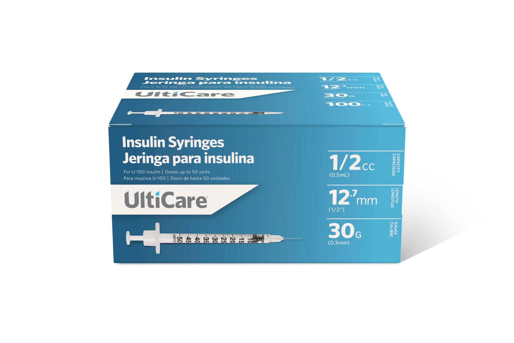 Ultimed - 09355 Standard Insulin Syringe with Needle UltiCare® 0.5 mL 1/2 Inch 30 Gauge NonSafety Regular Wall