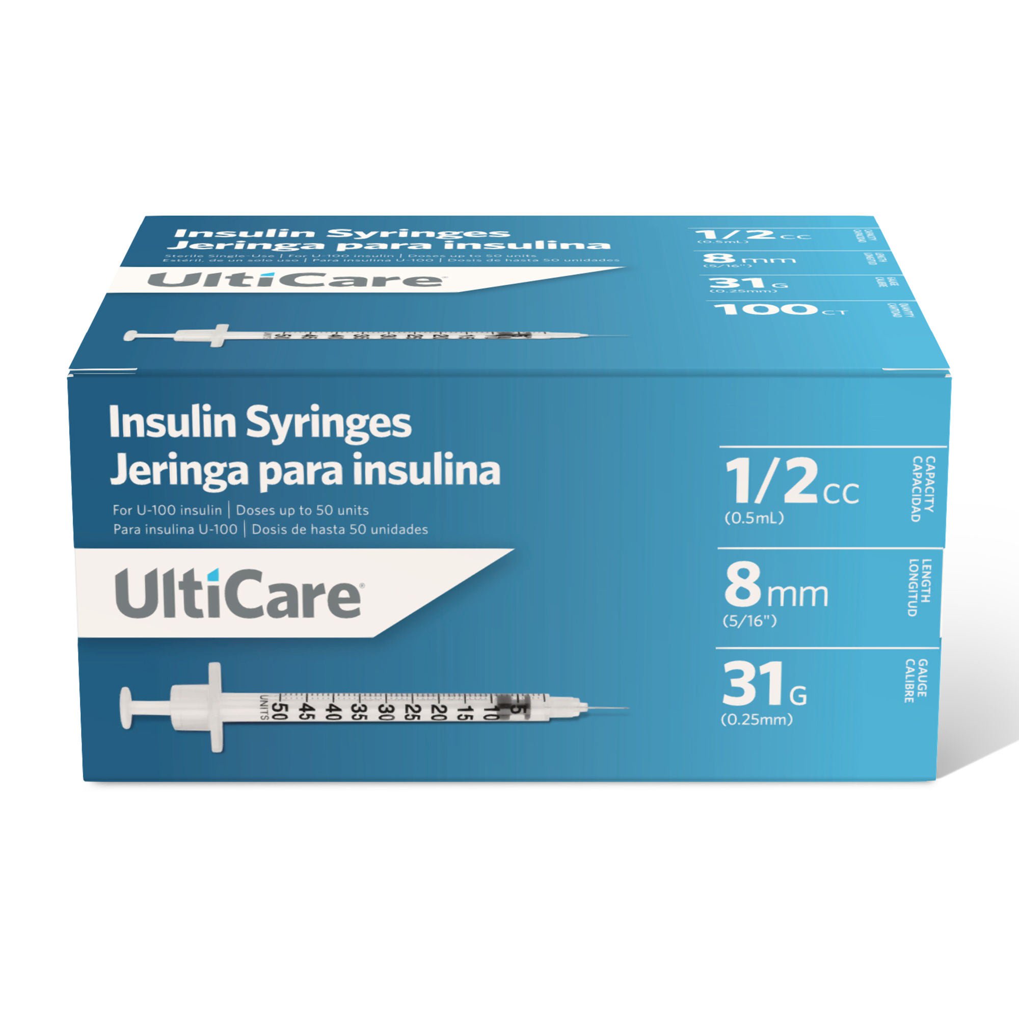 Ultimed - 09459 Standard Insulin Syringe with Needle UltiCare® 0.5 mL 5/16 Inch 31 Gauge NonSafety Thin Wall
