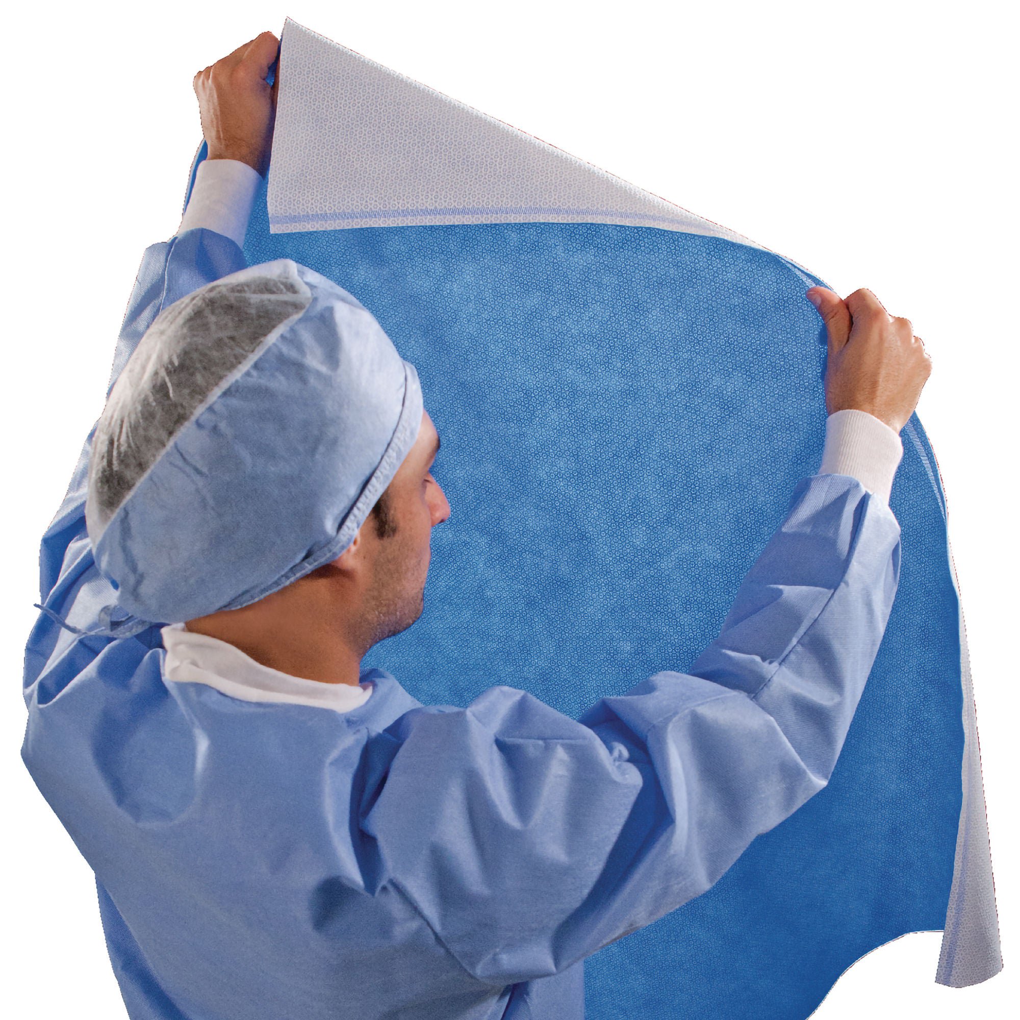 O&M Halyard Inc - 34149 Sterilization Wrap QUICK CHECK* H200 White / Blue 48 X 48 Inch Dual Layer SMS Polypropylene Steam / EO Gas / Hydrogen Peroxide