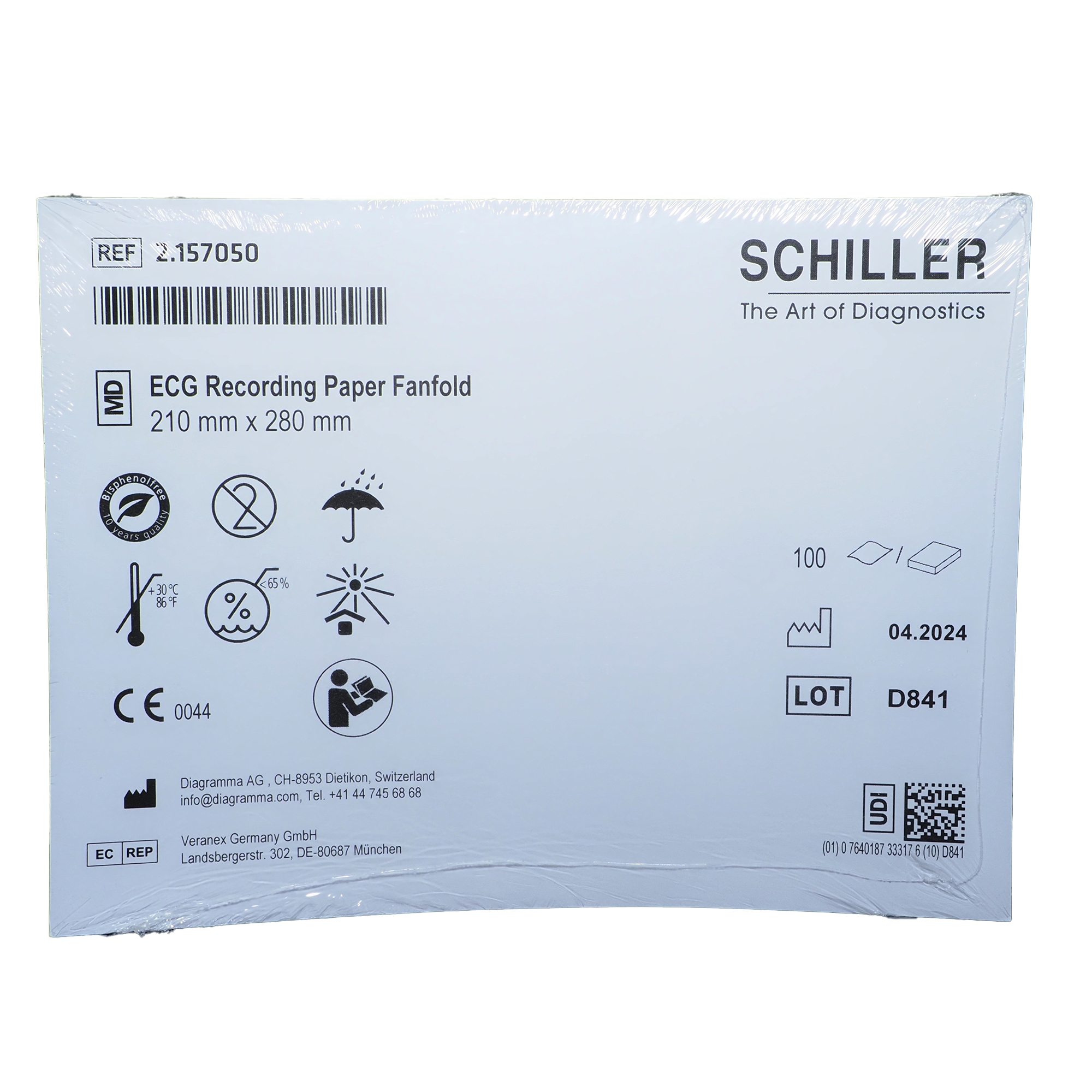 Schiller America - 2.157050 Schiller ECG Recording Paper Thermal 8x11in Z-Fold 2.157050