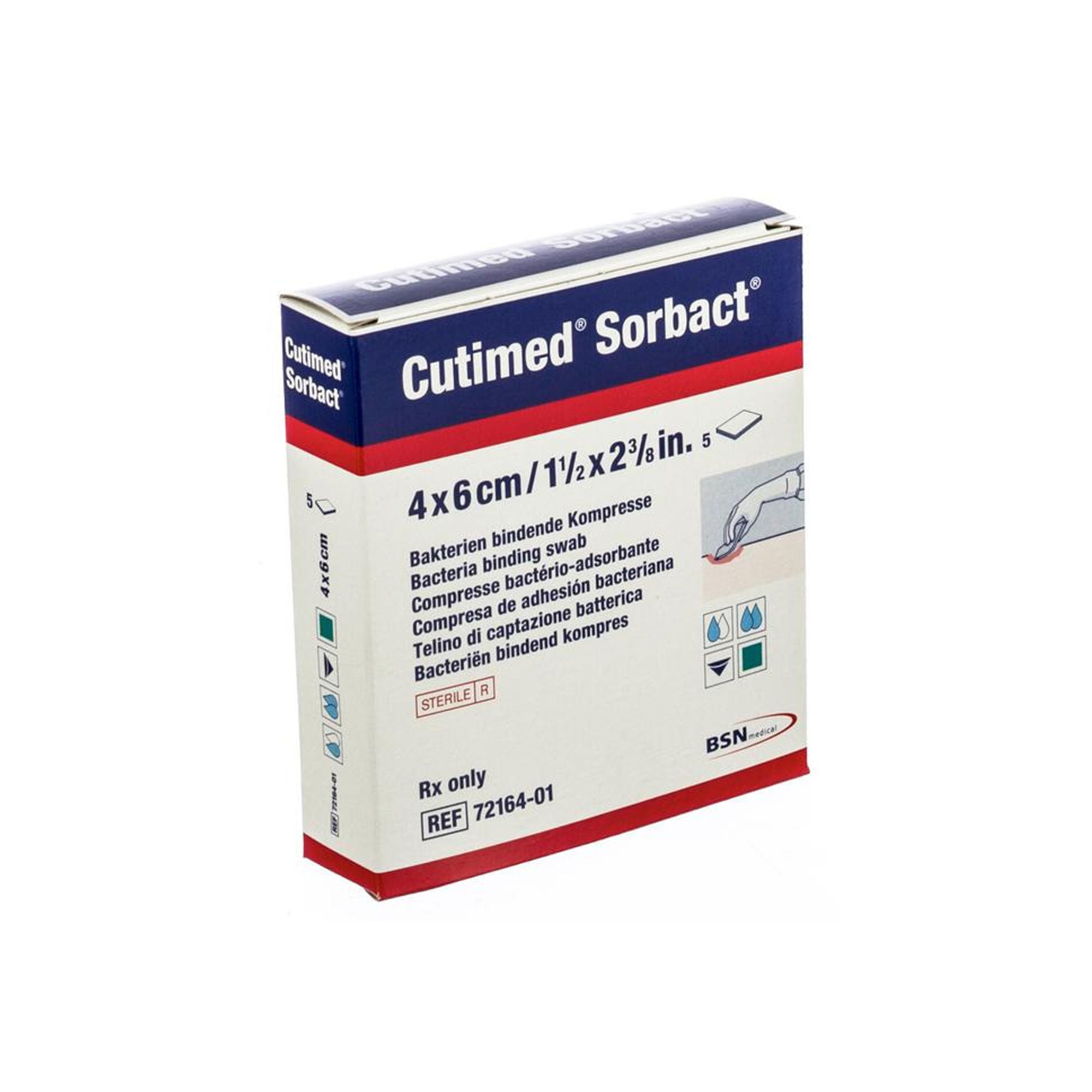 BSN Medical - 7216413 Antimicrobial Mesh Dressing Cutimed® Sorbact® 1-3/5 X 2-2/5 Inch Rectangle Sterile