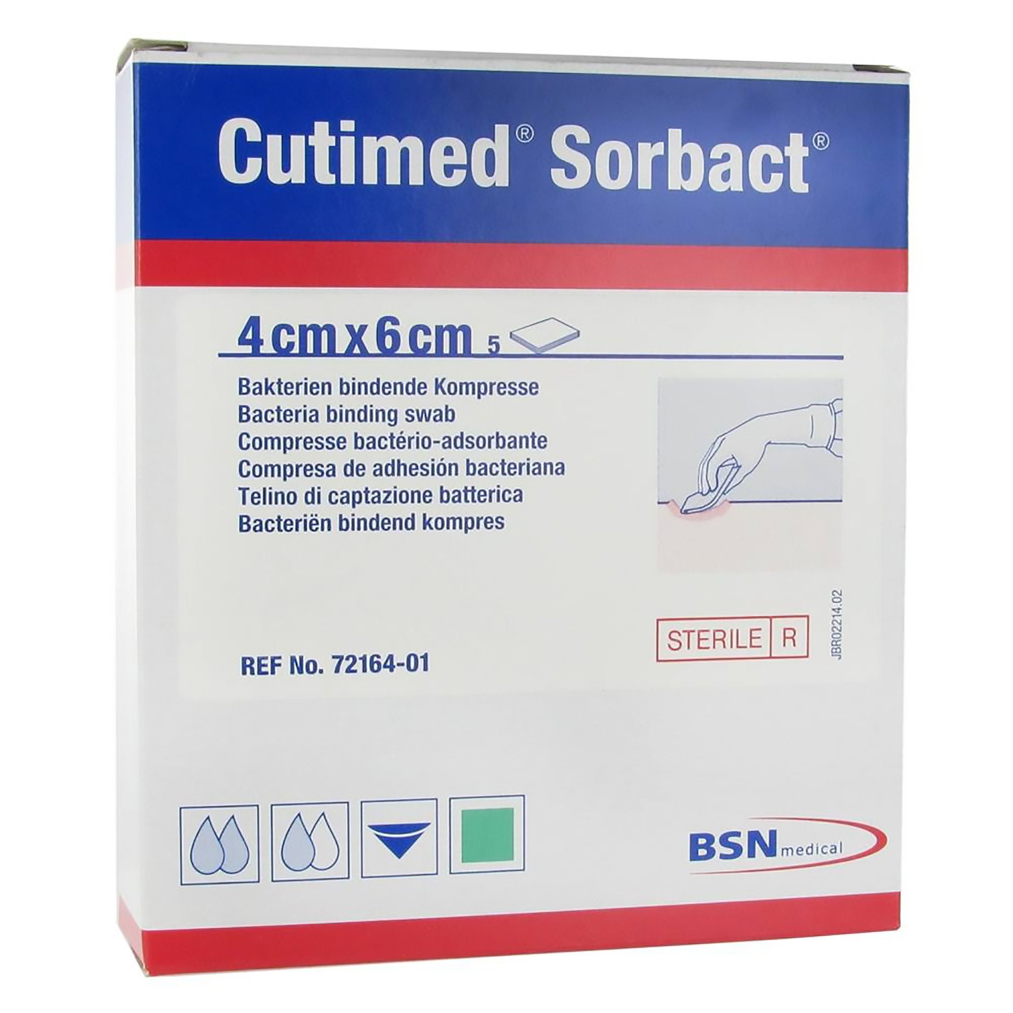 BSN Medical - 7216413 Antimicrobial Mesh Dressing Cutimed® Sorbact® 1-3/5 X 2-2/5 Inch Rectangle Sterile