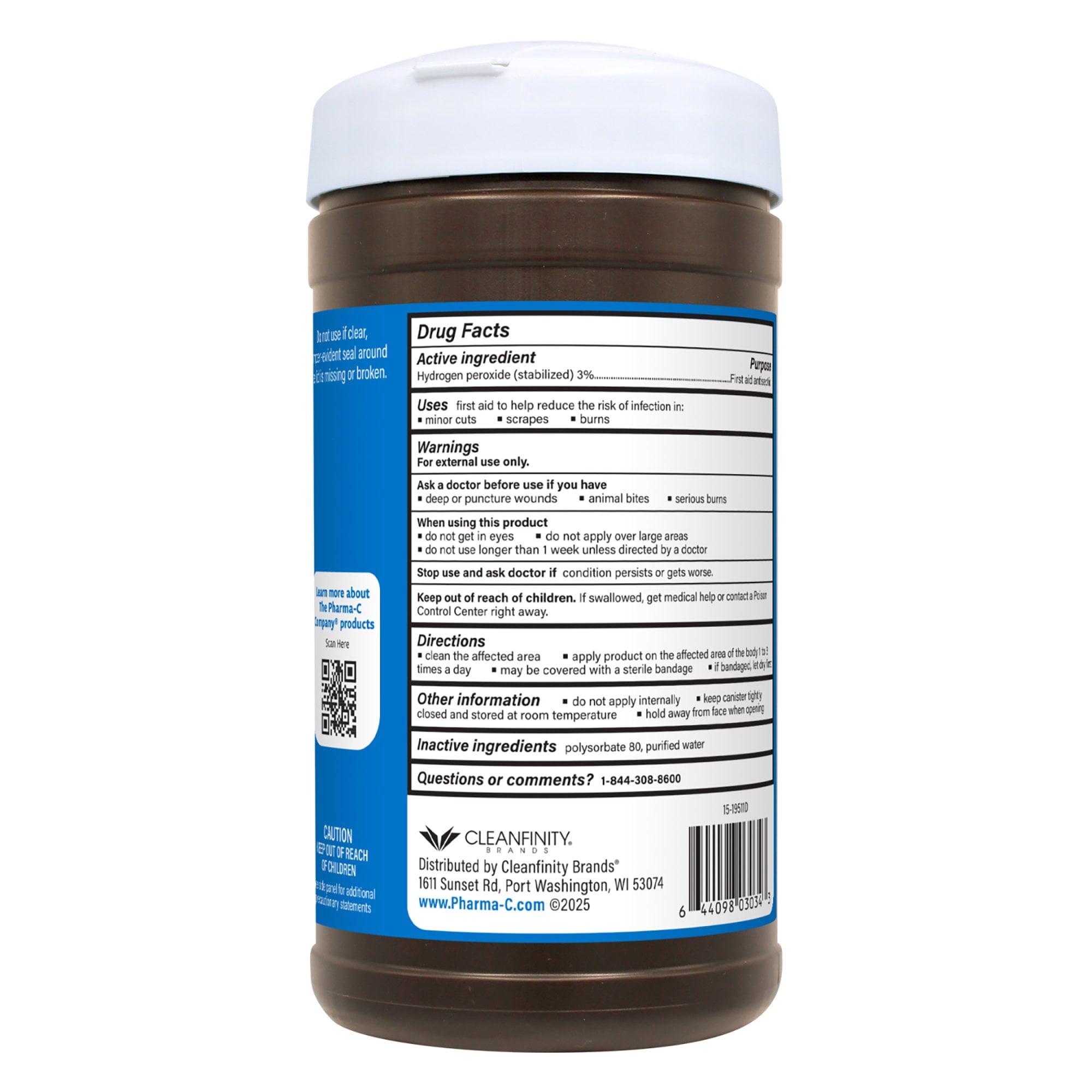 Kleen Test Products Corp - 63-13271 Pharma-C-Wipes® Hydrogen Peroxide Antiseptic