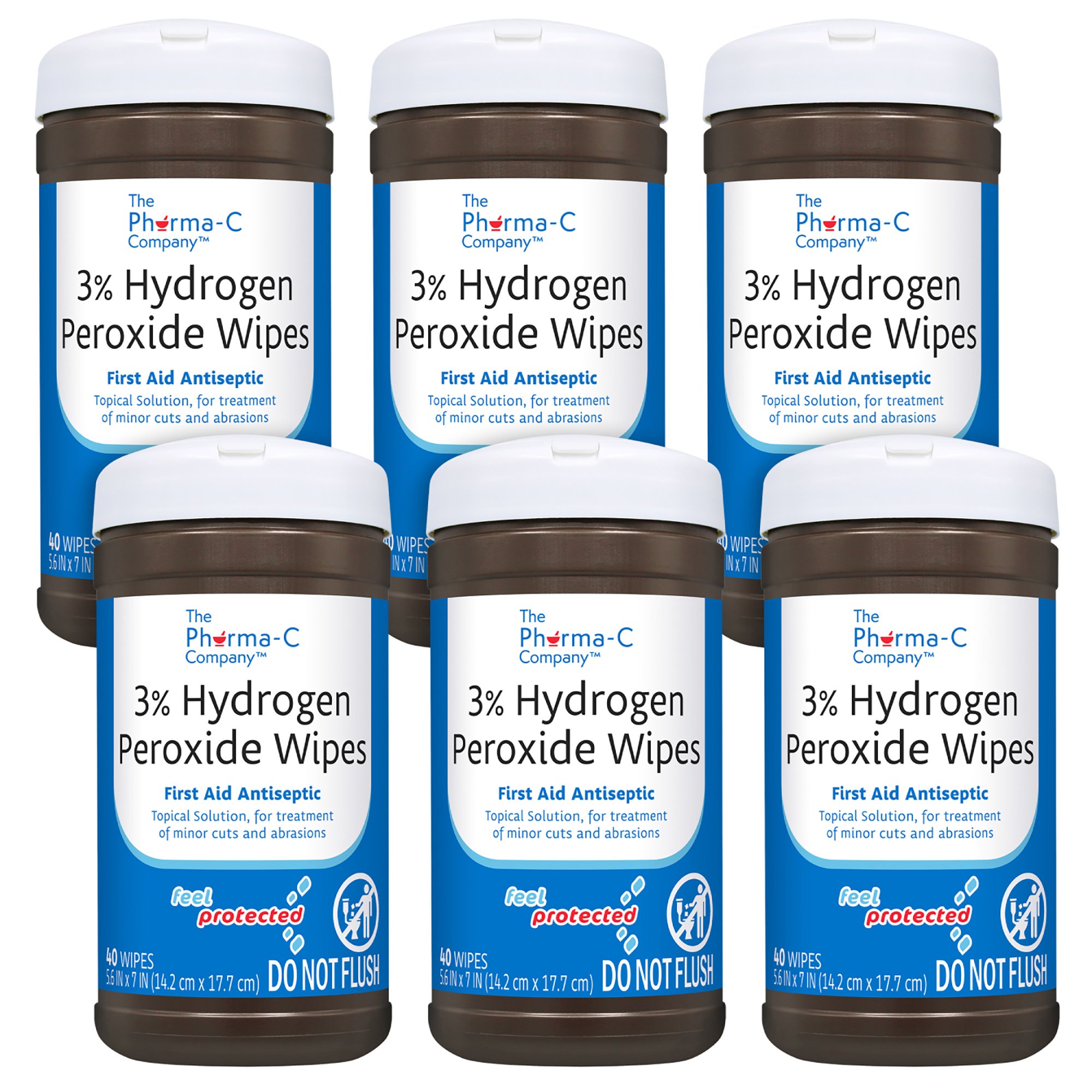 Kleen Test Products Corp 63-13271 - Pharma-C-Wipes® Hydrogen Peroxide Antiseptic - 1/Pack, 6/Case