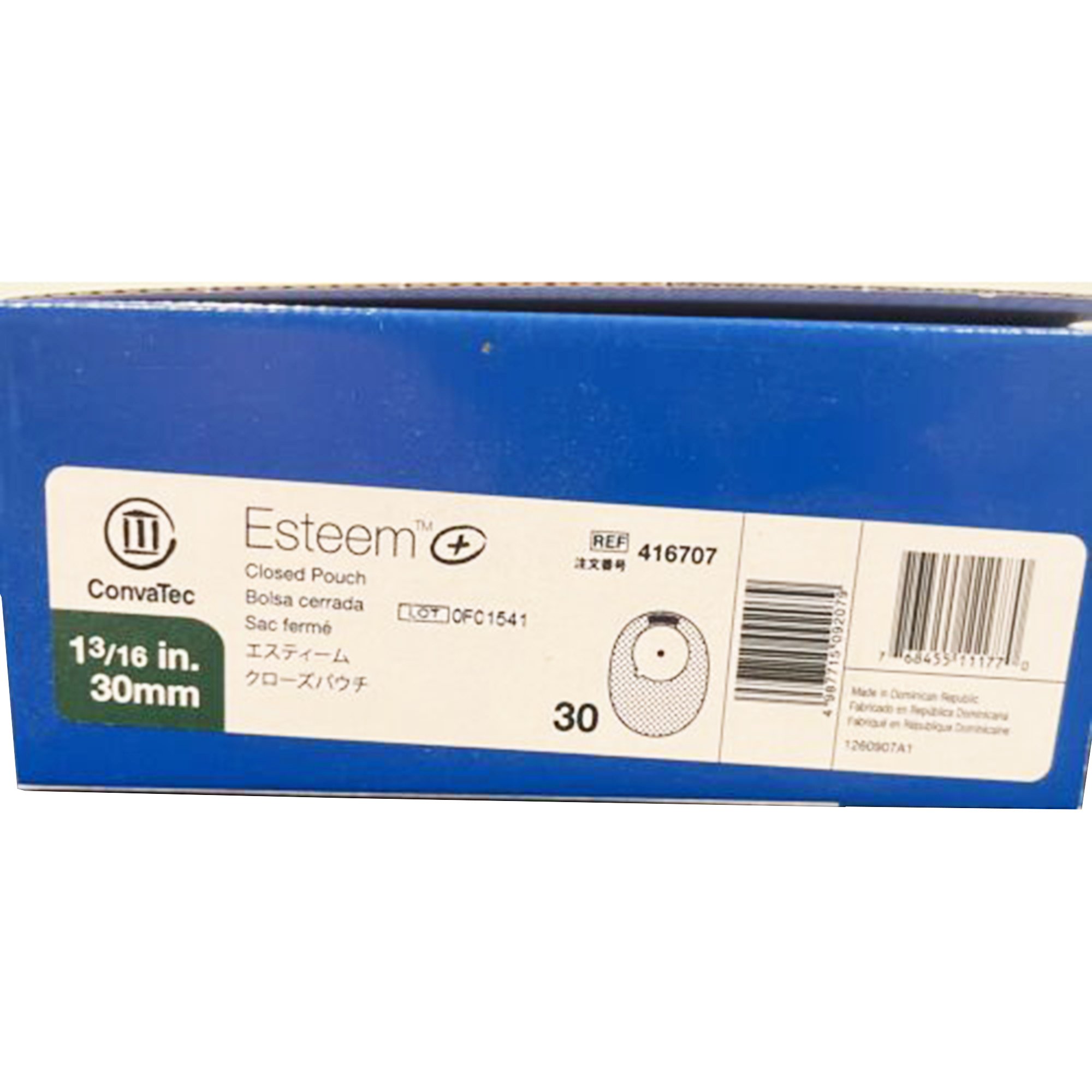 ConvaTec 416707 - Esteem™+ One-Piece Closed End Opaque Filtered Ostomy Pouch, 1-3/16 Inch Stoma - 30/Box